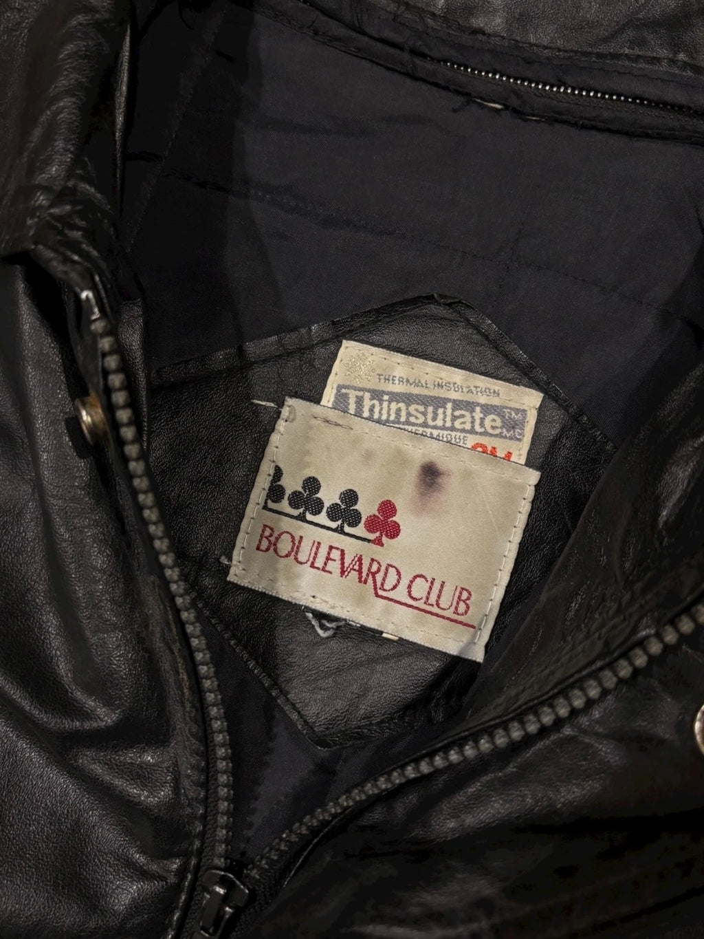 Vintage 1990s Black Leather Jacket - Large - Boulevard Club Bomber Coat