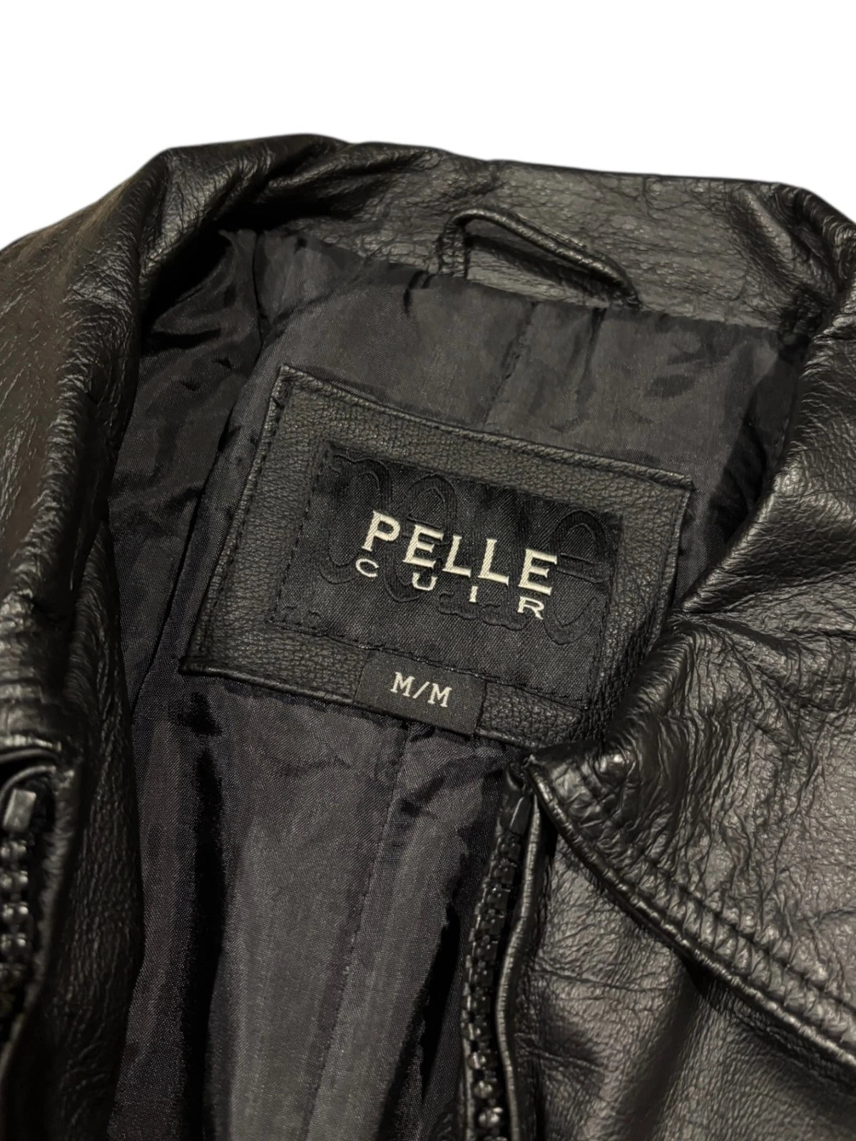 Vintage Pelle Cuir Black Leather Jacket - Size Medium - Bomber Style Coat