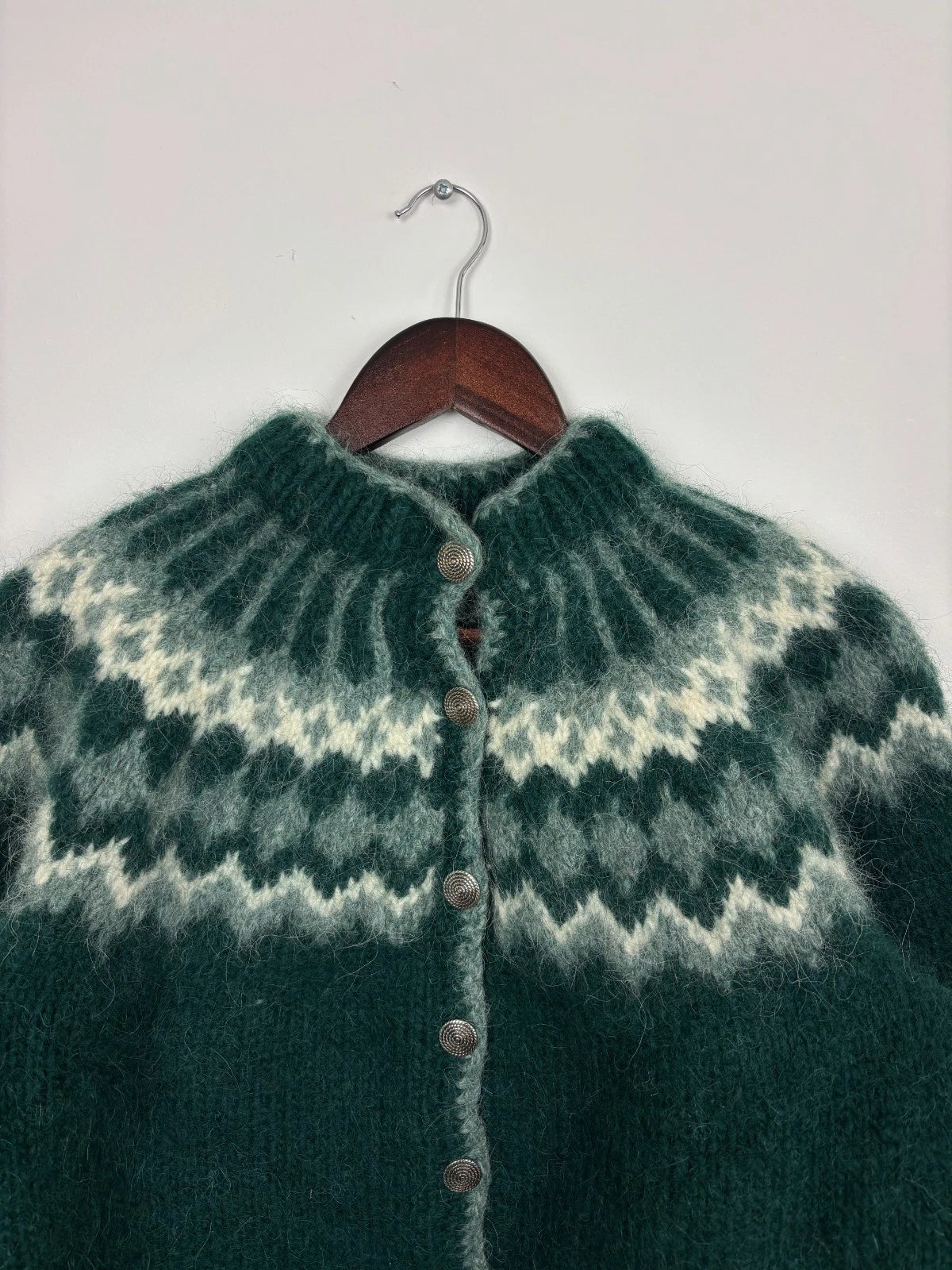 Vintage Green Wool Knit Sweater - Size Small