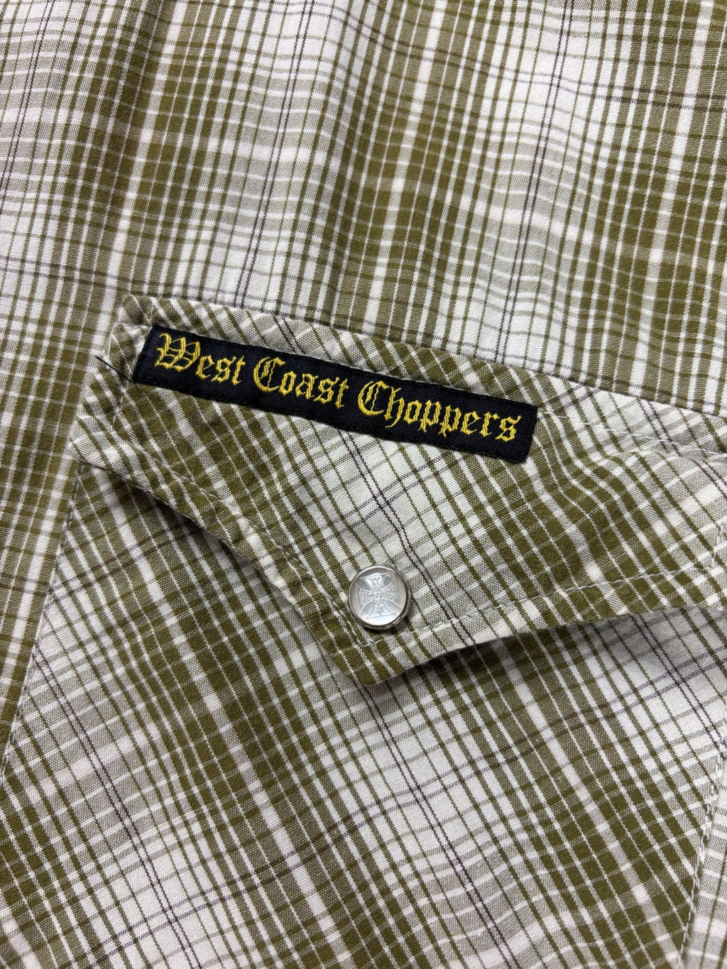 Vintage West Coast Choppers Plaid Cropped Button Up Shirt