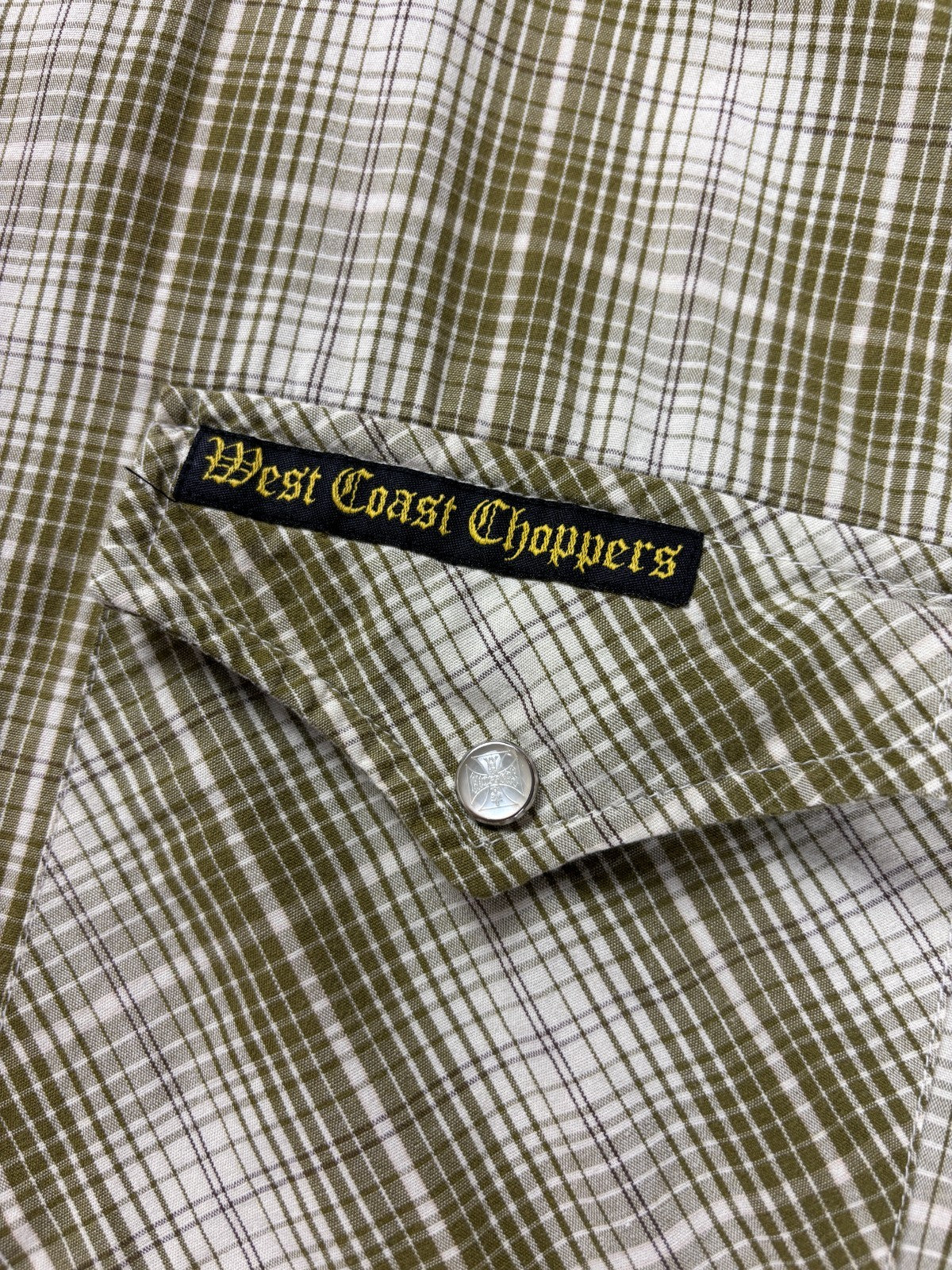 Vintage West Coast Choppers Plaid Cropped Button Up Shirt