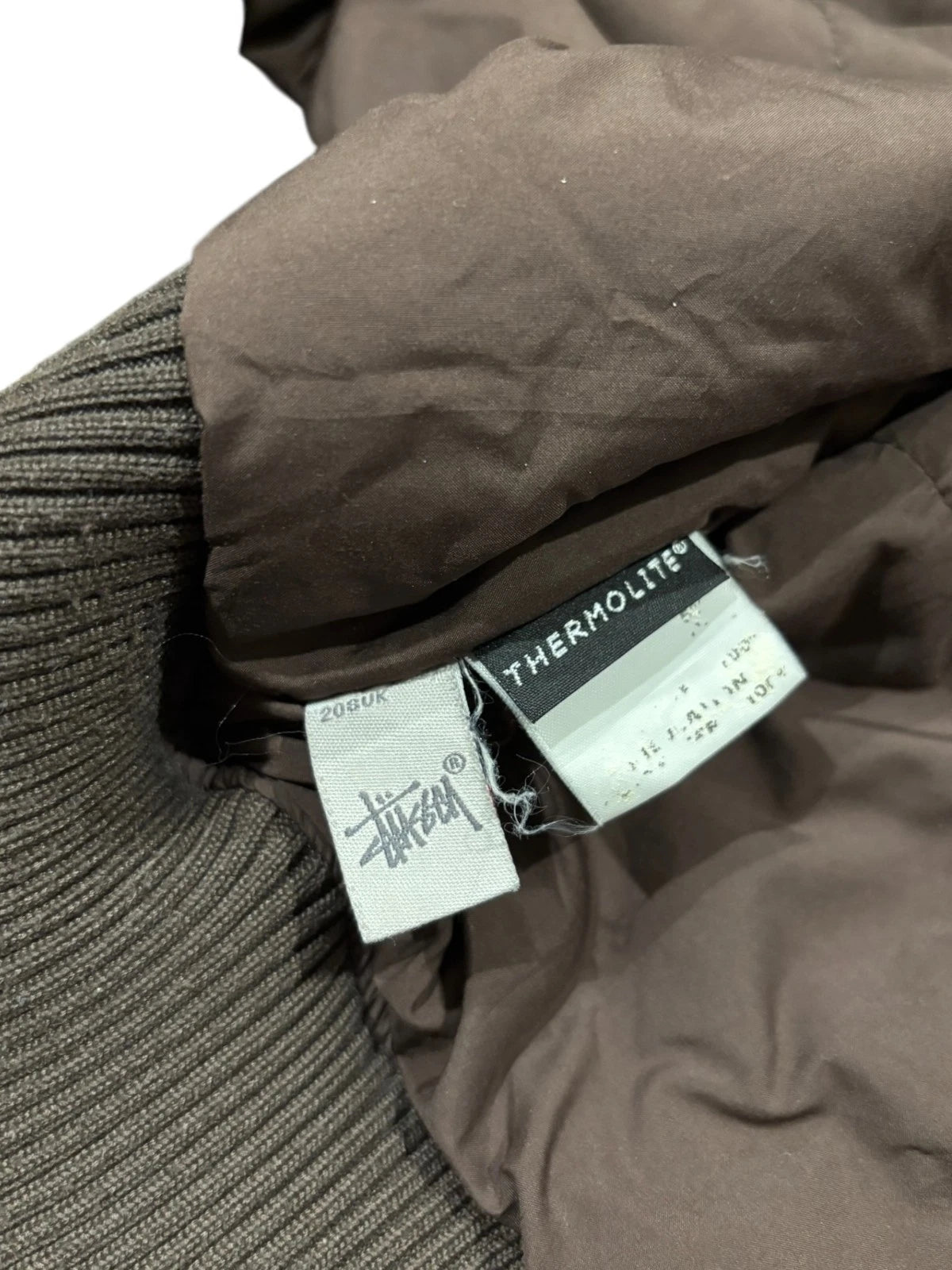 Vintage Y2K Stussy Bomber Jacket - Brown Button Up Coat - Size Medium