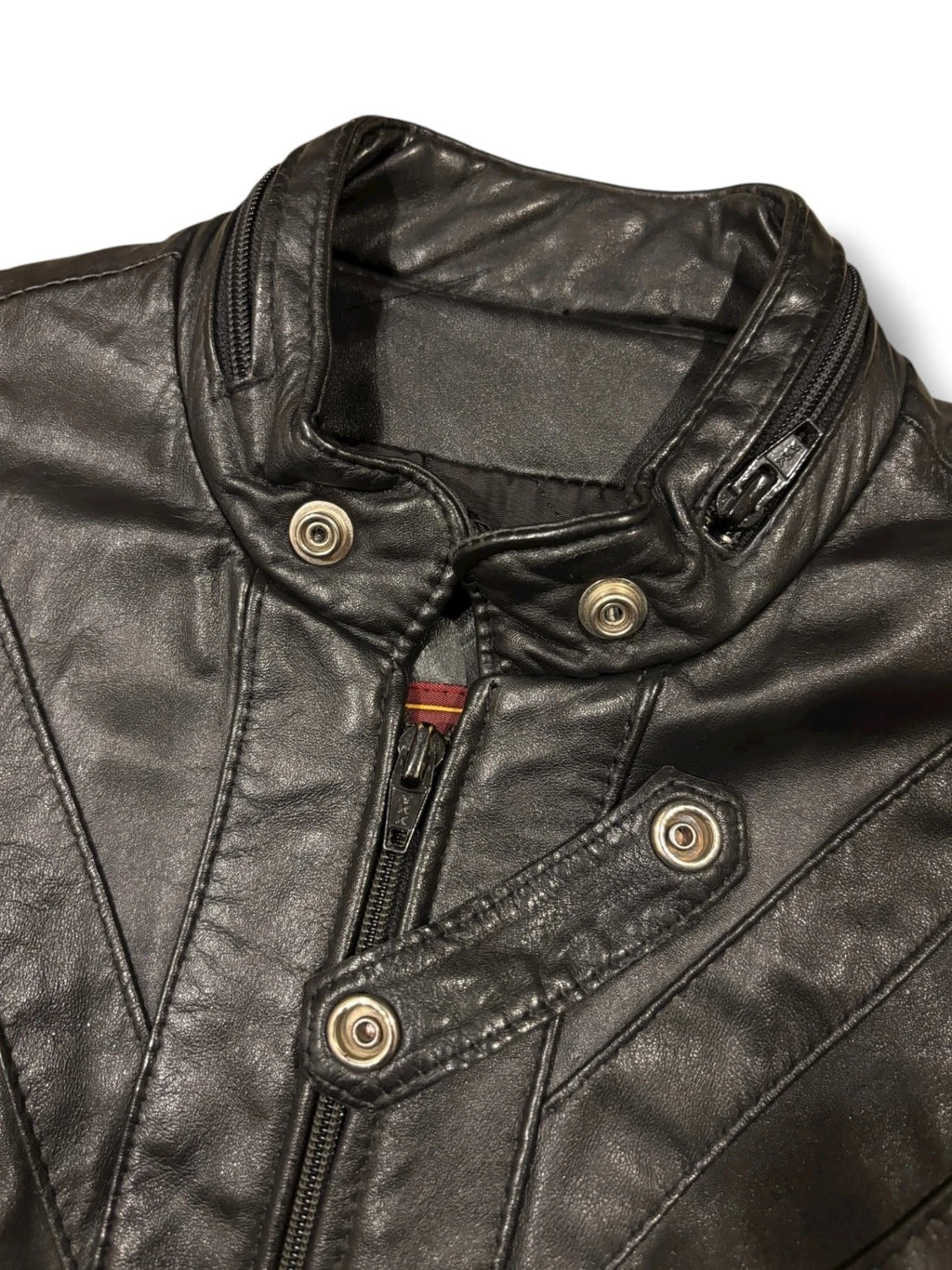 Vintage 1990s Black Leather Jacket - Small - Sergio Valente Insulated Coat