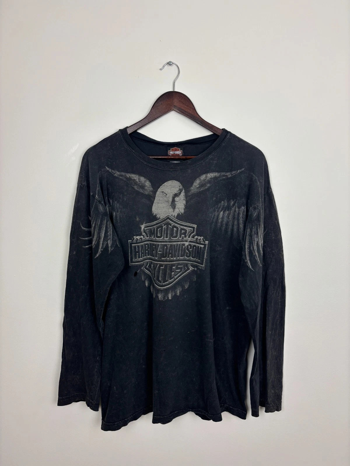 Vintage Y2K Harley Davidson Eagle Long Sleeve Shirt - Black - Size Large