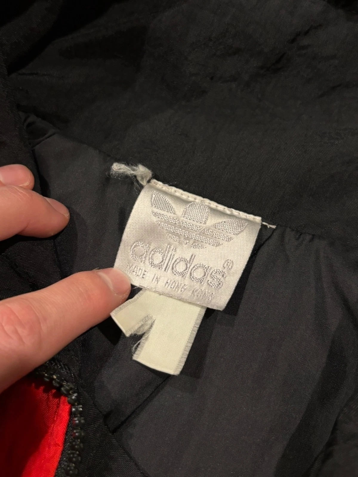 Vintage 1980s Adidas Pullover Windbreaker - Small - Black & Red - Nylon Jacket