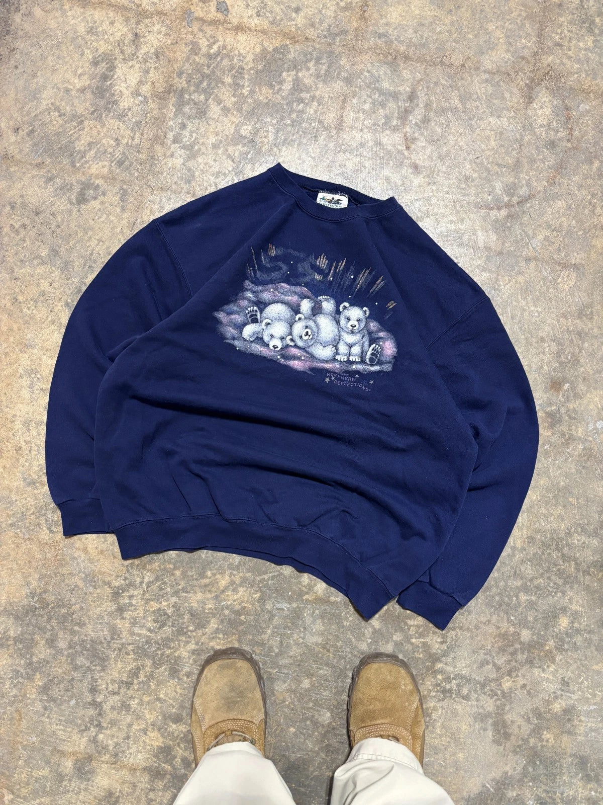 Vintage 1990s Polar Bears Sweatshirt - Northen Reflections Sweater - Size Large