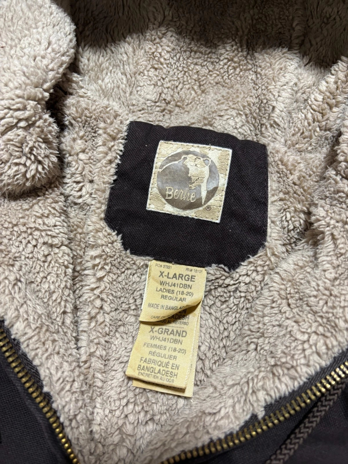 Vintage Bernie Workwear Jacket / Insulated Fur Zip Up Coat / Brown Carhartt XL