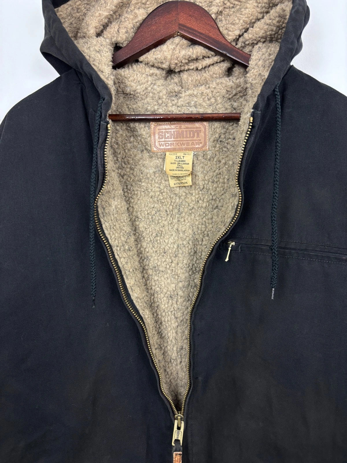 Vintage Black Fleece Lined Workwear Jacket - Schmidt Zip Up Coat - Size 2XLT