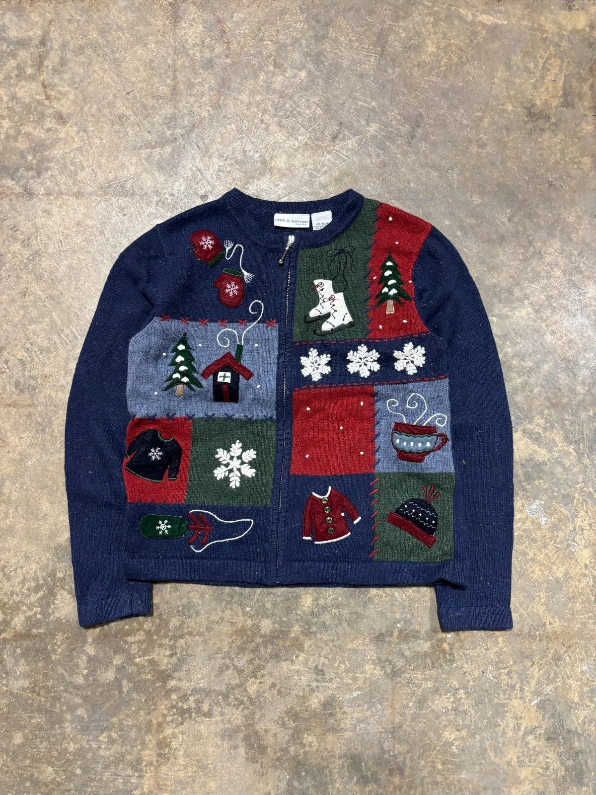 Vintage Croft & Barrow Petite Winter Knit Sweater / Size Small / Blue Green