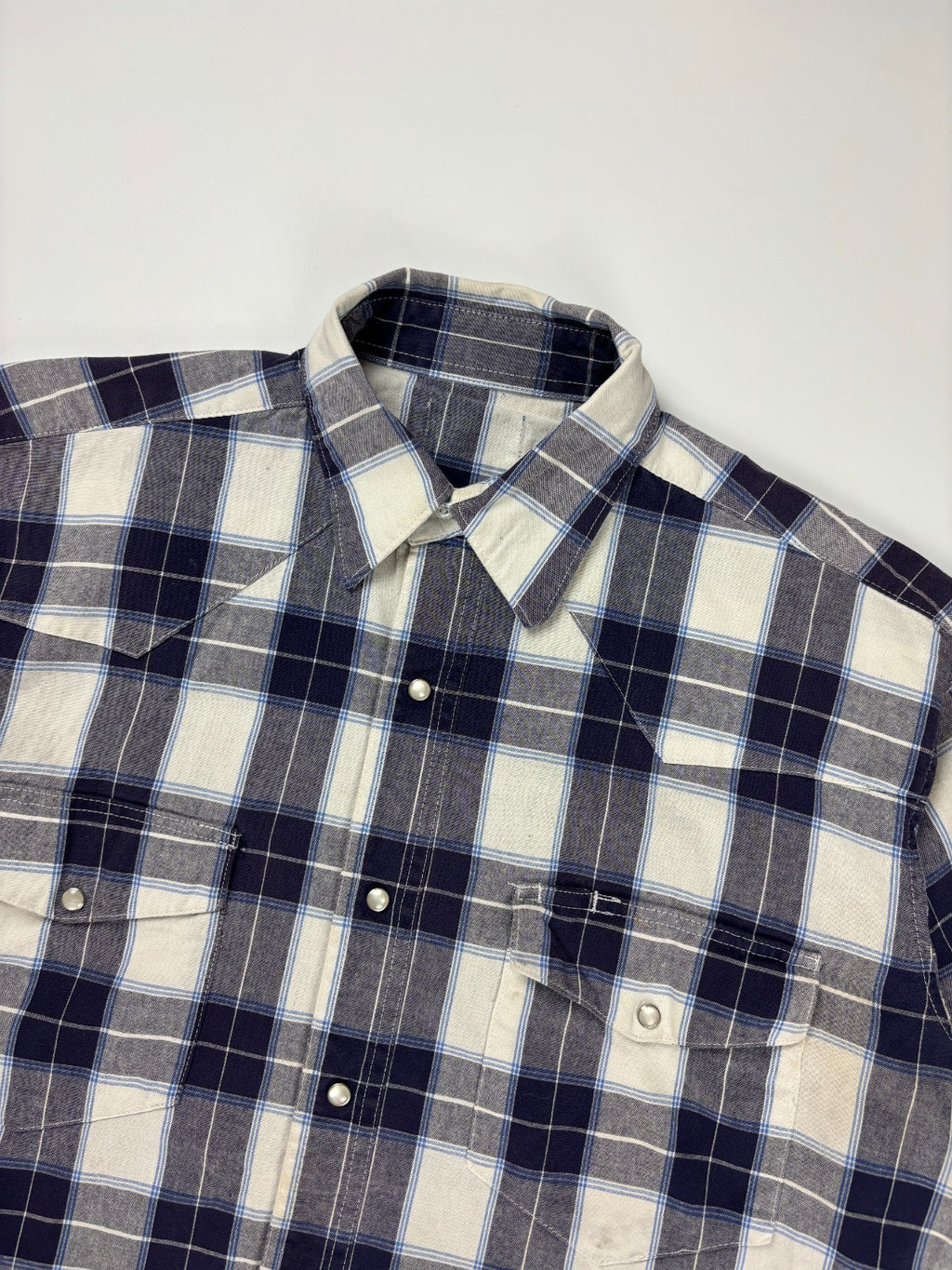 Vintage Western Plaid Cropped Button Up Shirt