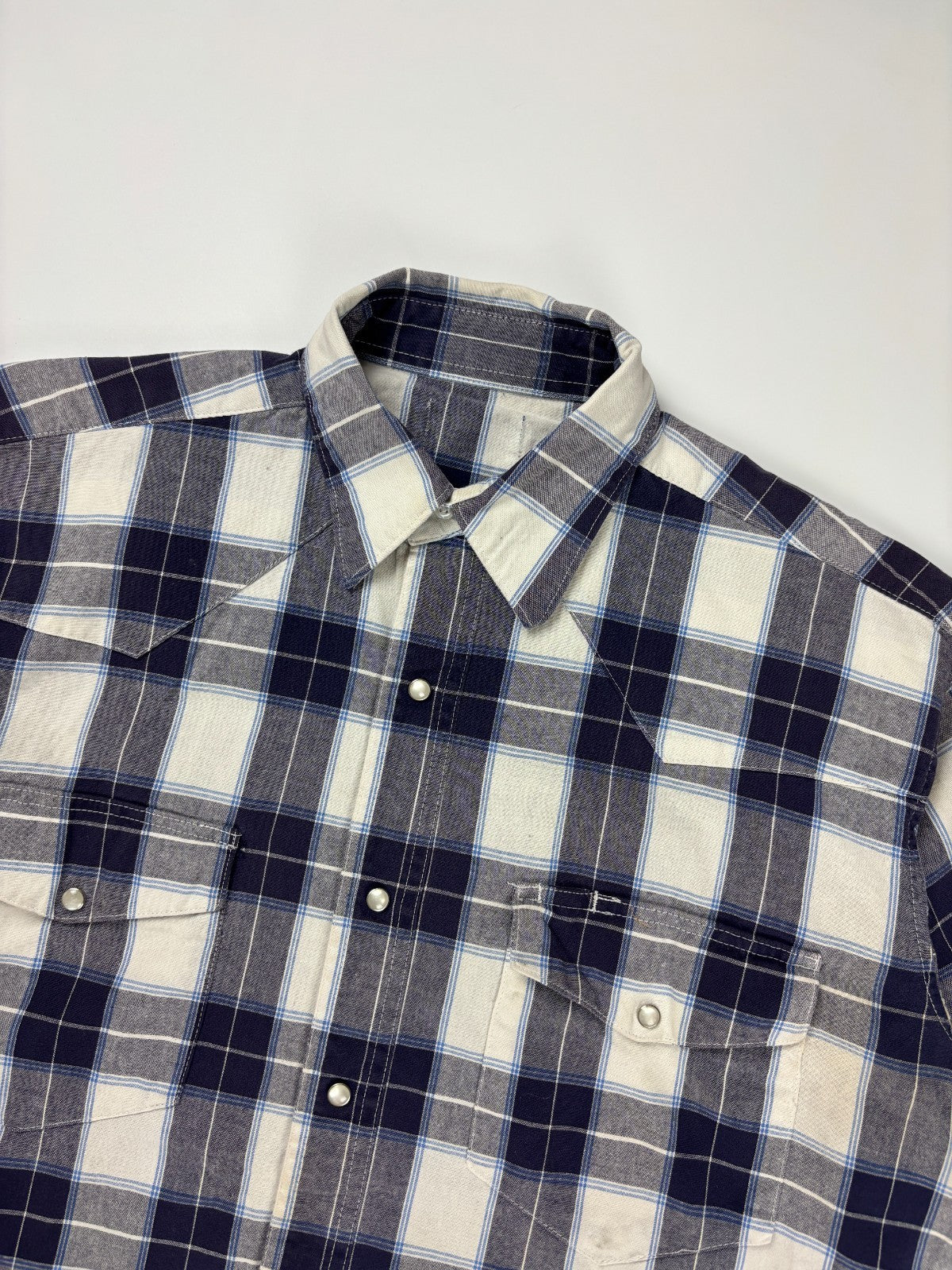 Vintage Western Plaid Cropped Button Up Shirt