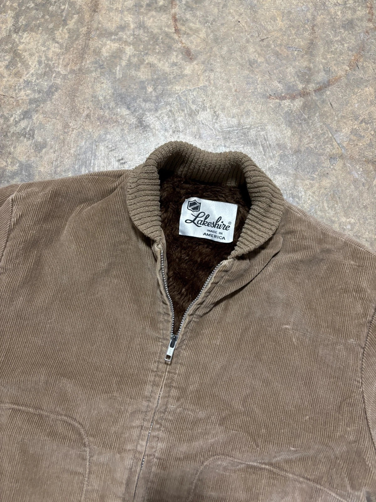 Vintage 1980s Lakeshire Corduroy Bomber Jacket / Fur Zip Up Coat / Size Medium