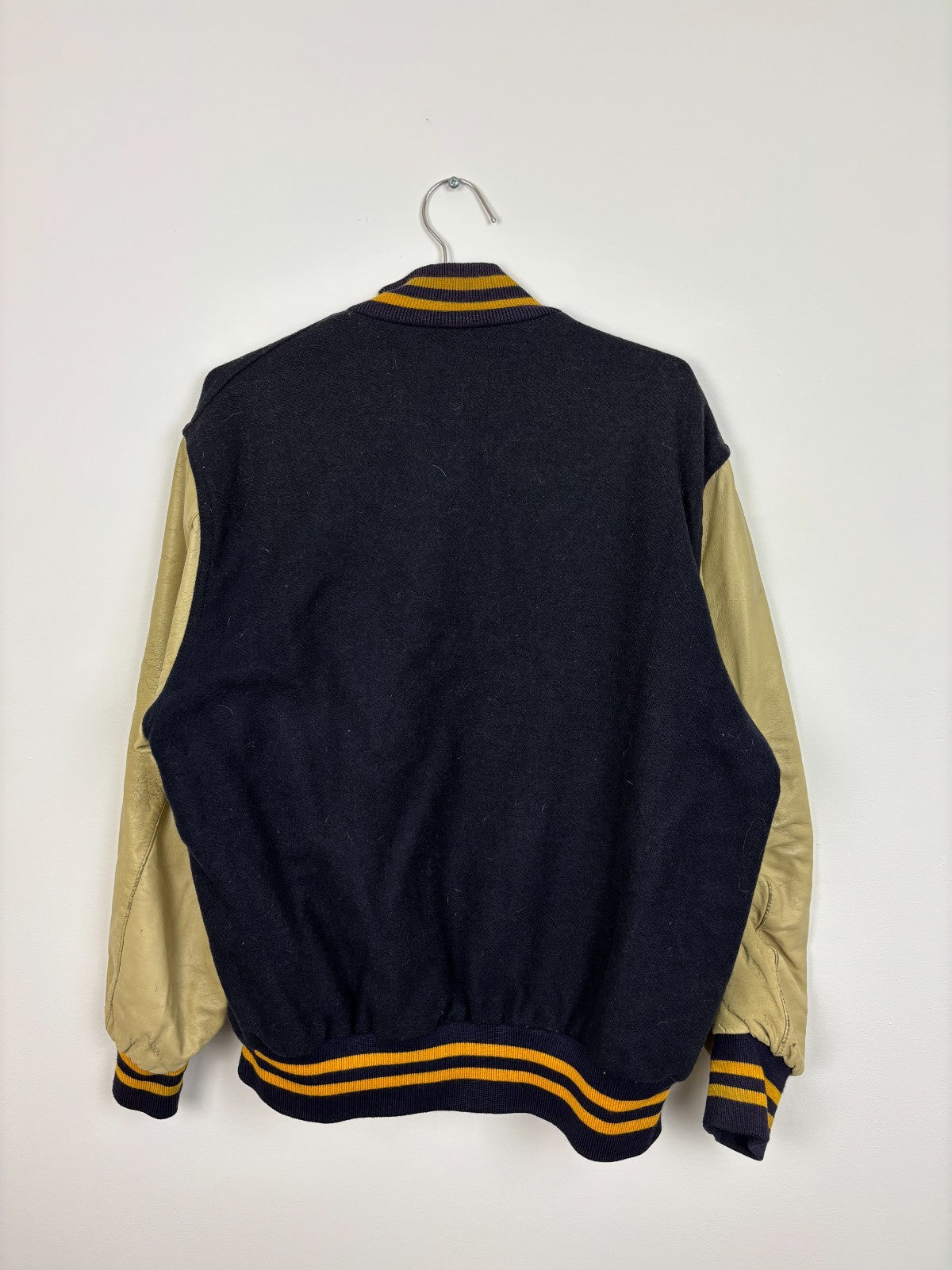 1990s Vintage Notre Dame Wool & Leather Varsity Jacket