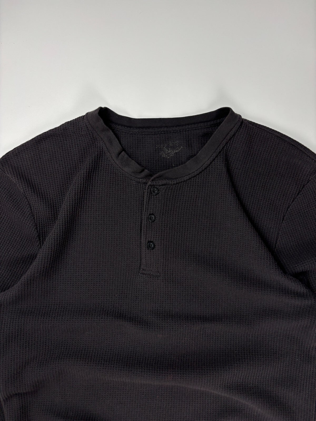 Vintage Henley Cropped Thermal Shirt
