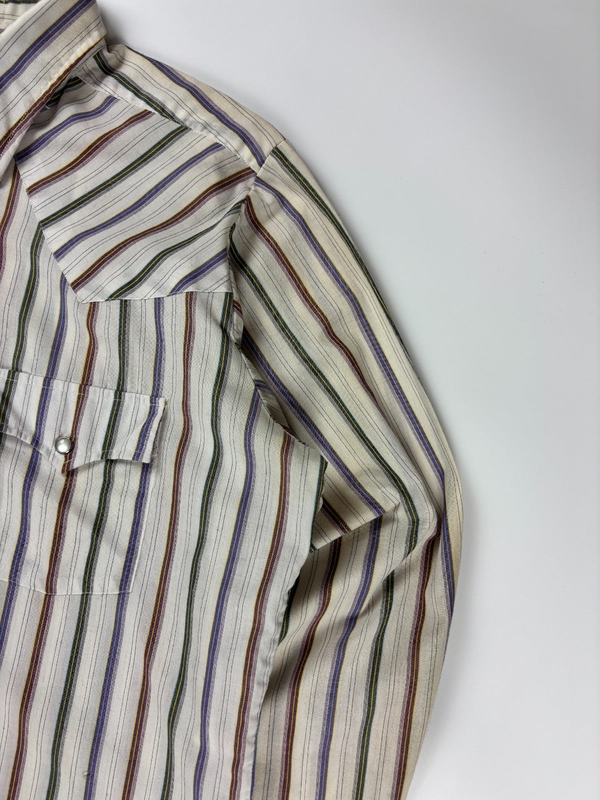 Vintage Western Striped Cropped Button Up Shirt