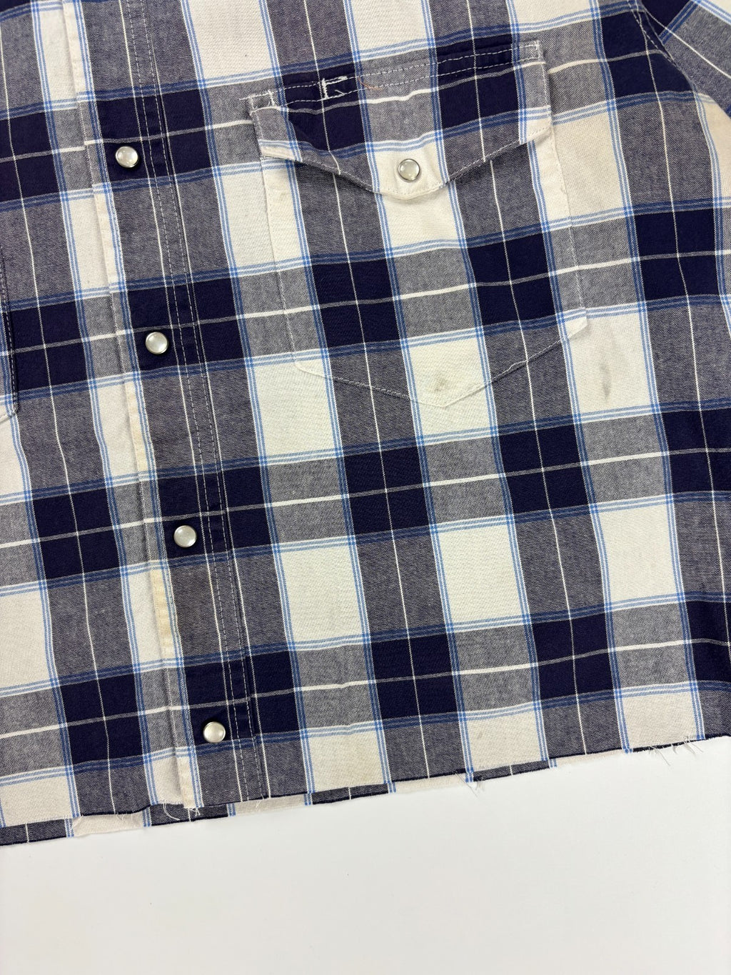 Vintage Western Plaid Cropped Button Up Shirt