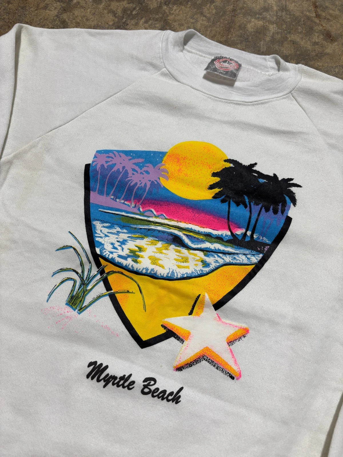 Vintage 1980s Myrtle Beach Sweatshirt - Travel Souviner - Size Large - White