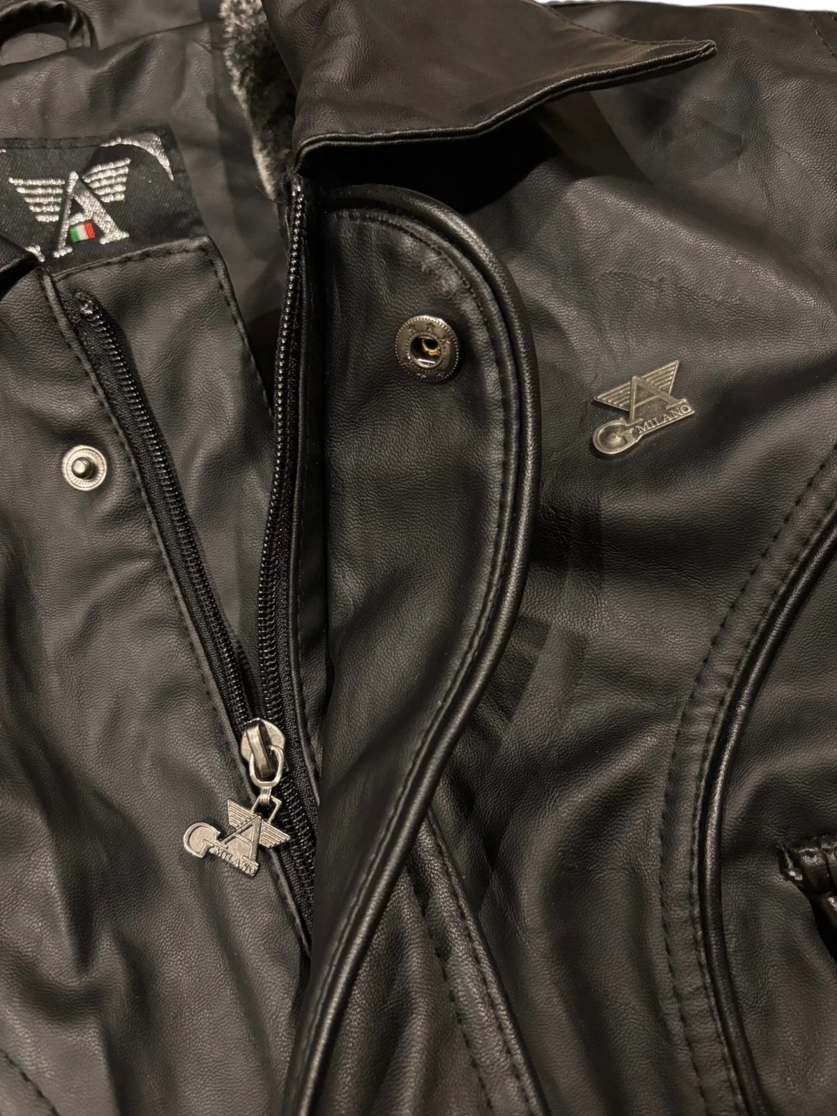 Vintage G Milano Black Leather Jacket - Size Medium - Bomber - Made in Italy