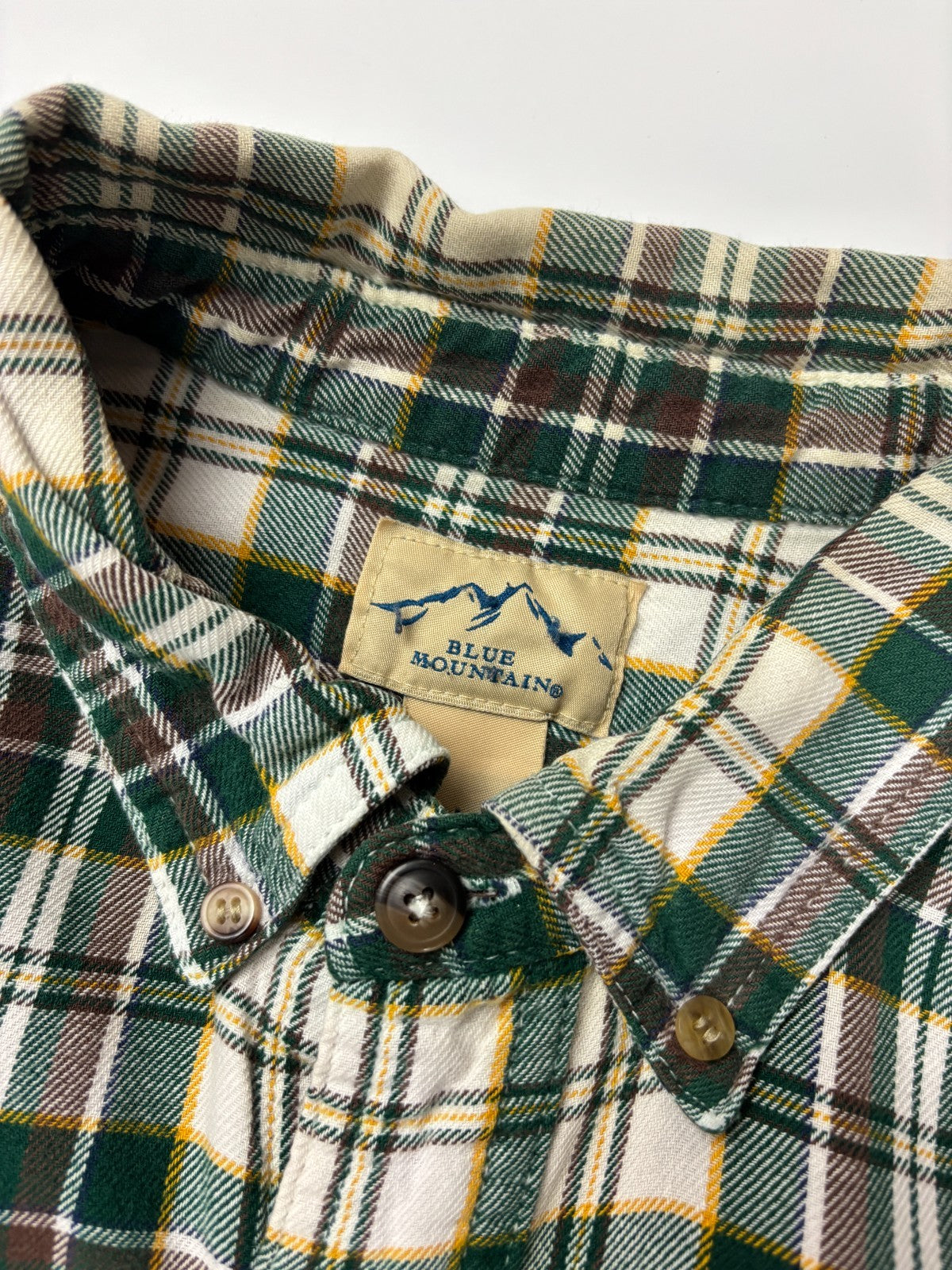 Vintage Blue Mountain Plaid Cropped Button Up Shirt