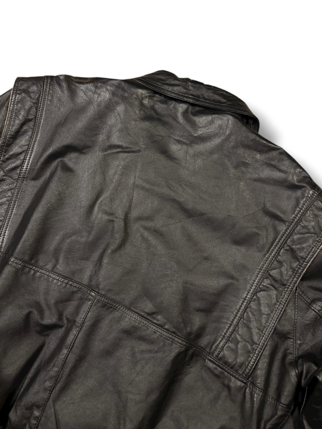 Vintage 1990s Black Leather Jacket - Large - Boulevard Club Bomber Coat