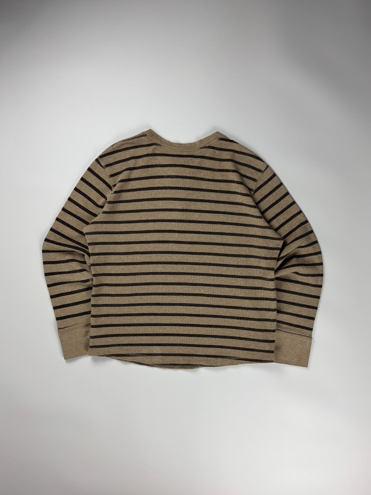 Vintage Henley Striped Cropped Thermal Shirt