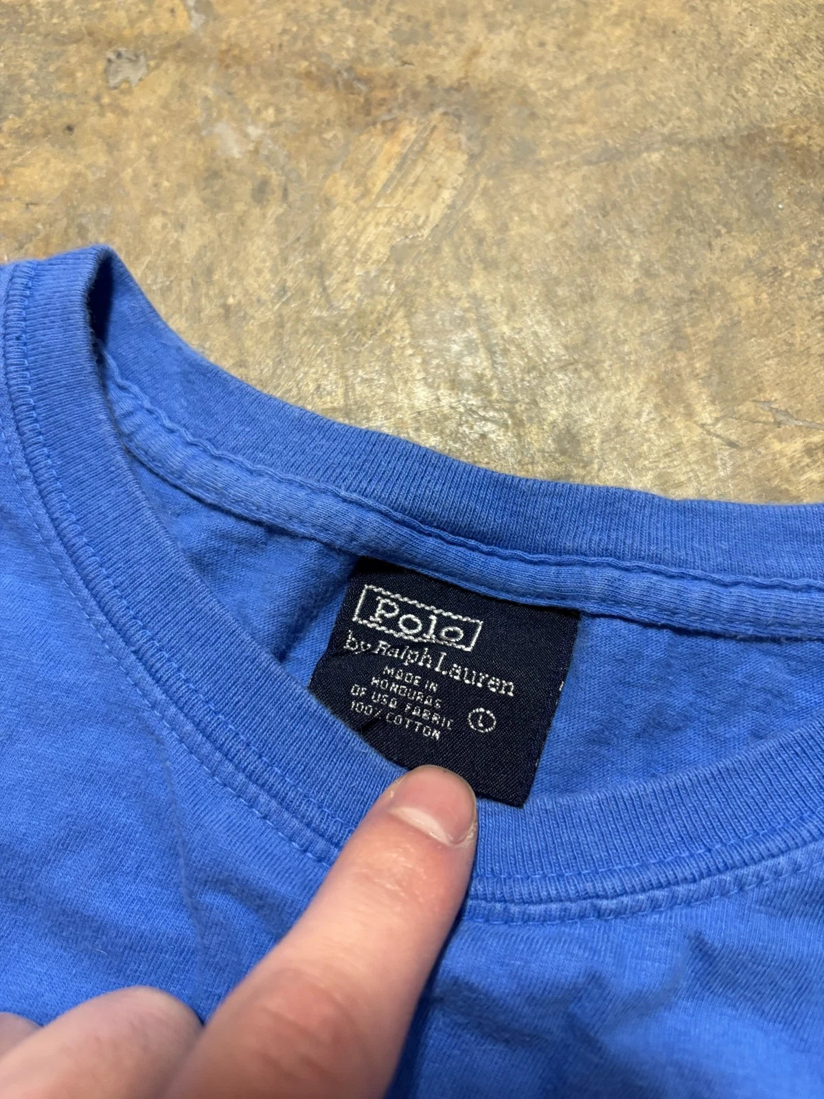 Vintage Polo Ralph Lauren Essential Tee / Size Large / Blue / Polo Horse Graphic