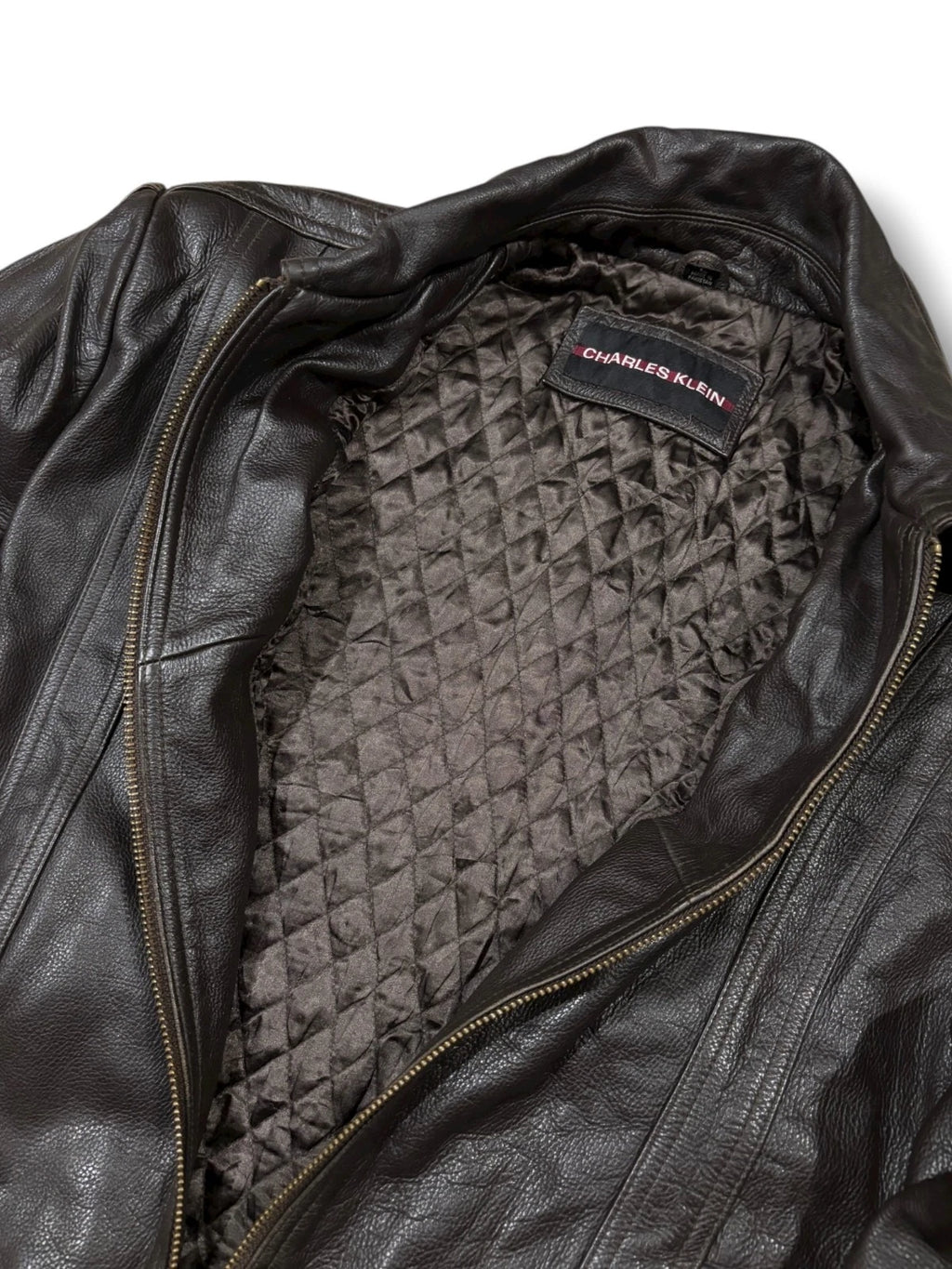 Vintage Dark Brown Leather Jacket - Large - Charles Klein Straight Cut Insulated