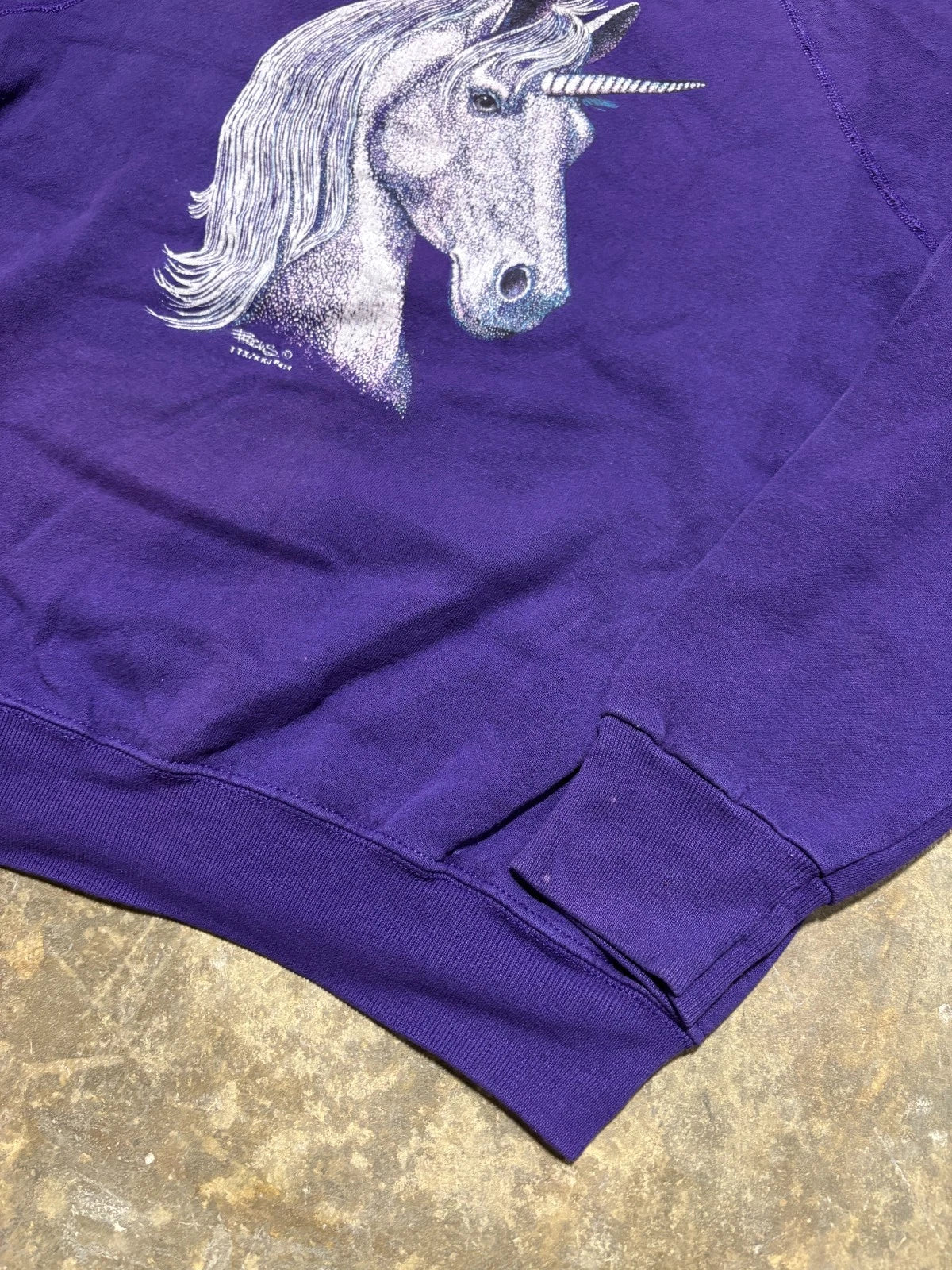 Vintage 1990s Unicorn Sweatshirt - Horse Graphic - Size Large - Purple
