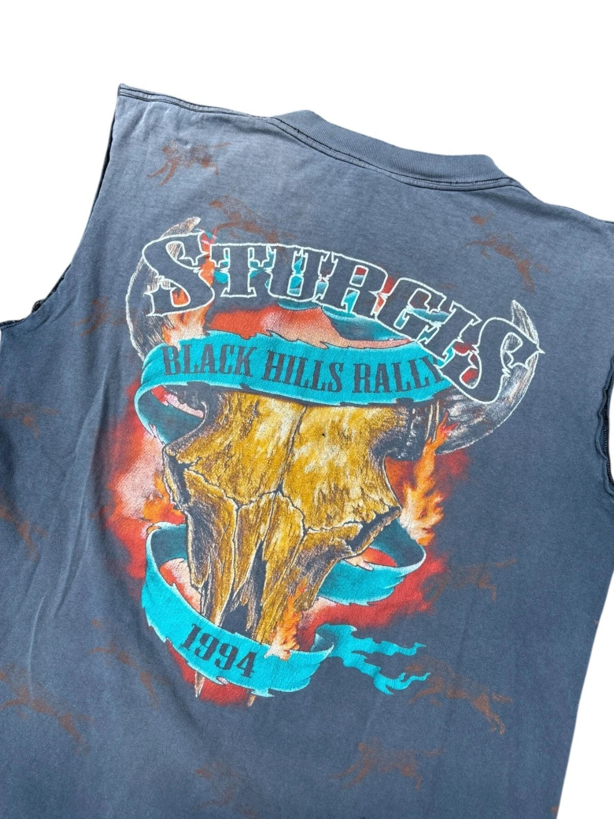 Vintage 1990s 3D Emblem Wolf Chopped T Shirt - Sturgis Tee - Large - Black