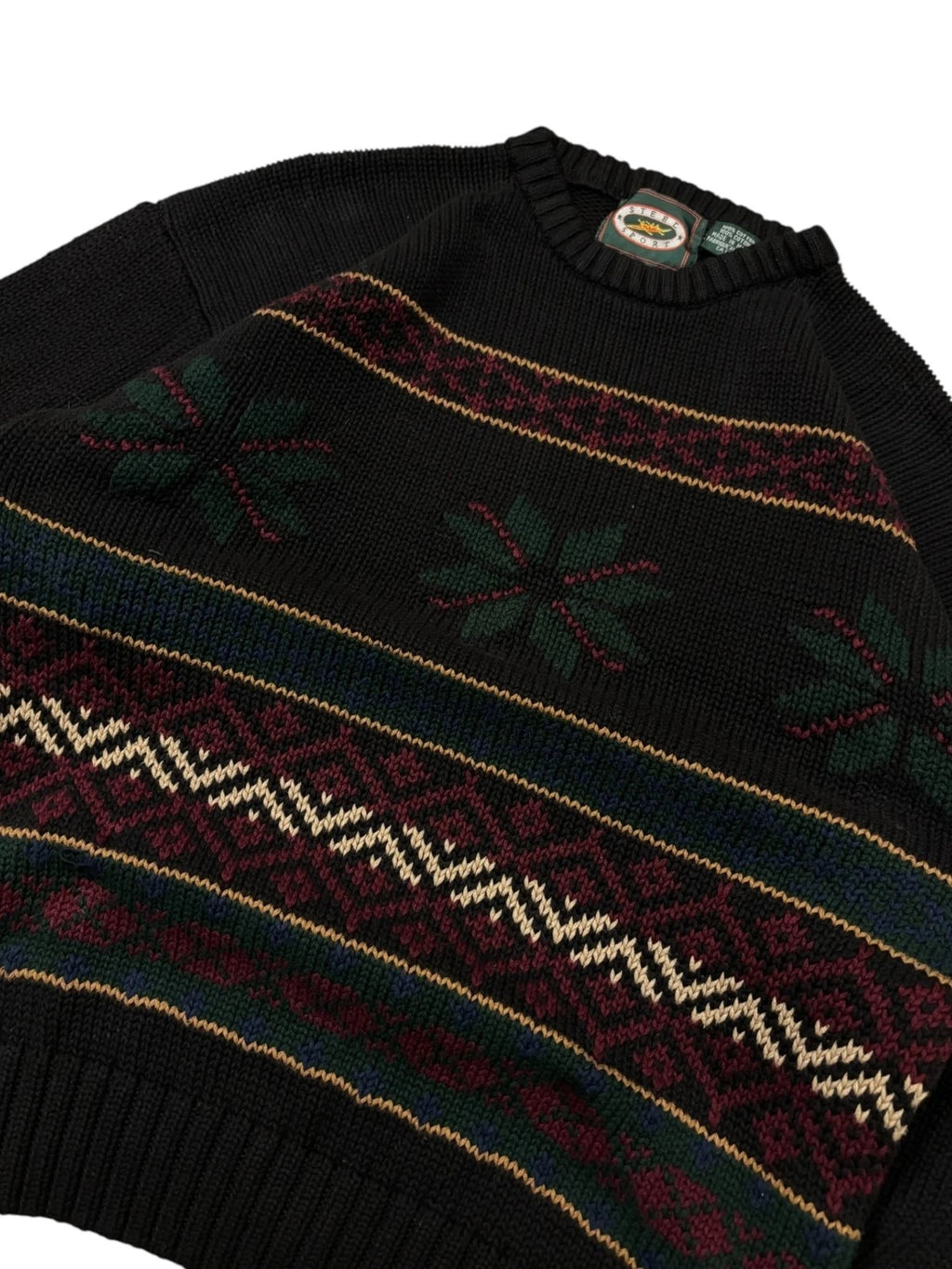 Vintage Abstract Black Knit Sweater - Medium - Christmas Pullover