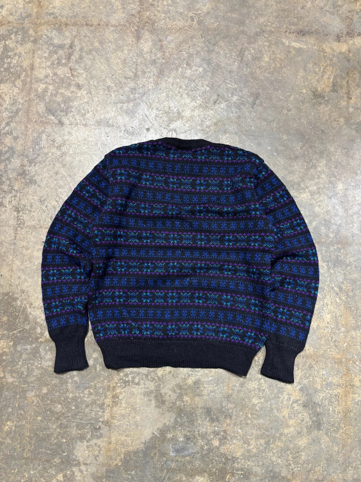 Vintage 1990s Wool Sierra Woolens Sweater / Size Medium / Abstract Multi Color