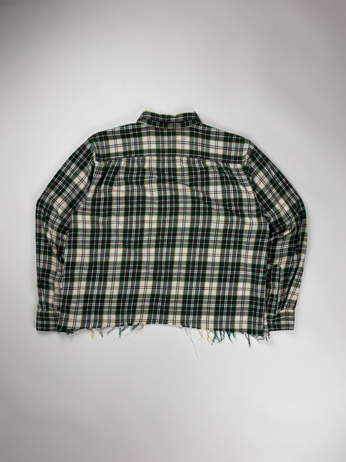 Vintage Blue Mountain Plaid Cropped Button Up Shirt