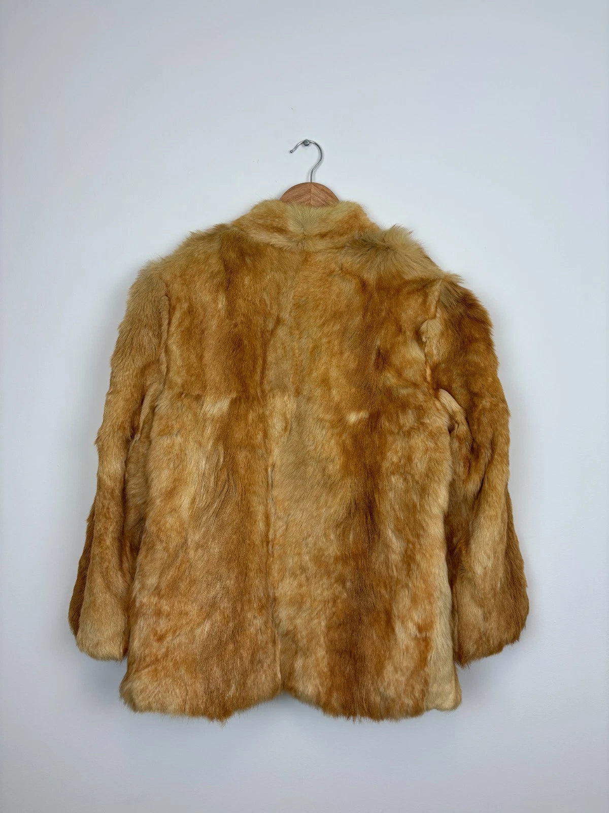 Vintage 1980s Real Fur Coat / Size 42 Medium / 100% Viscose / Orange Fur Coat