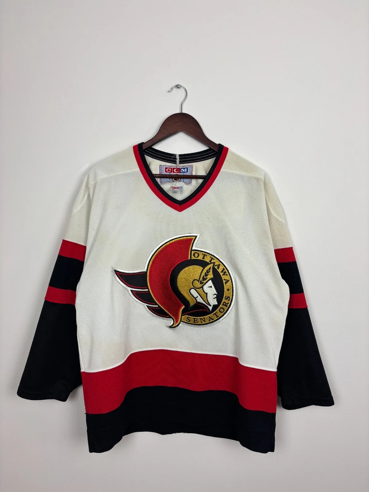Vintage 1990s CCM Ottawa Senators Away Jersey - White - Size Medium - NHL Hockey