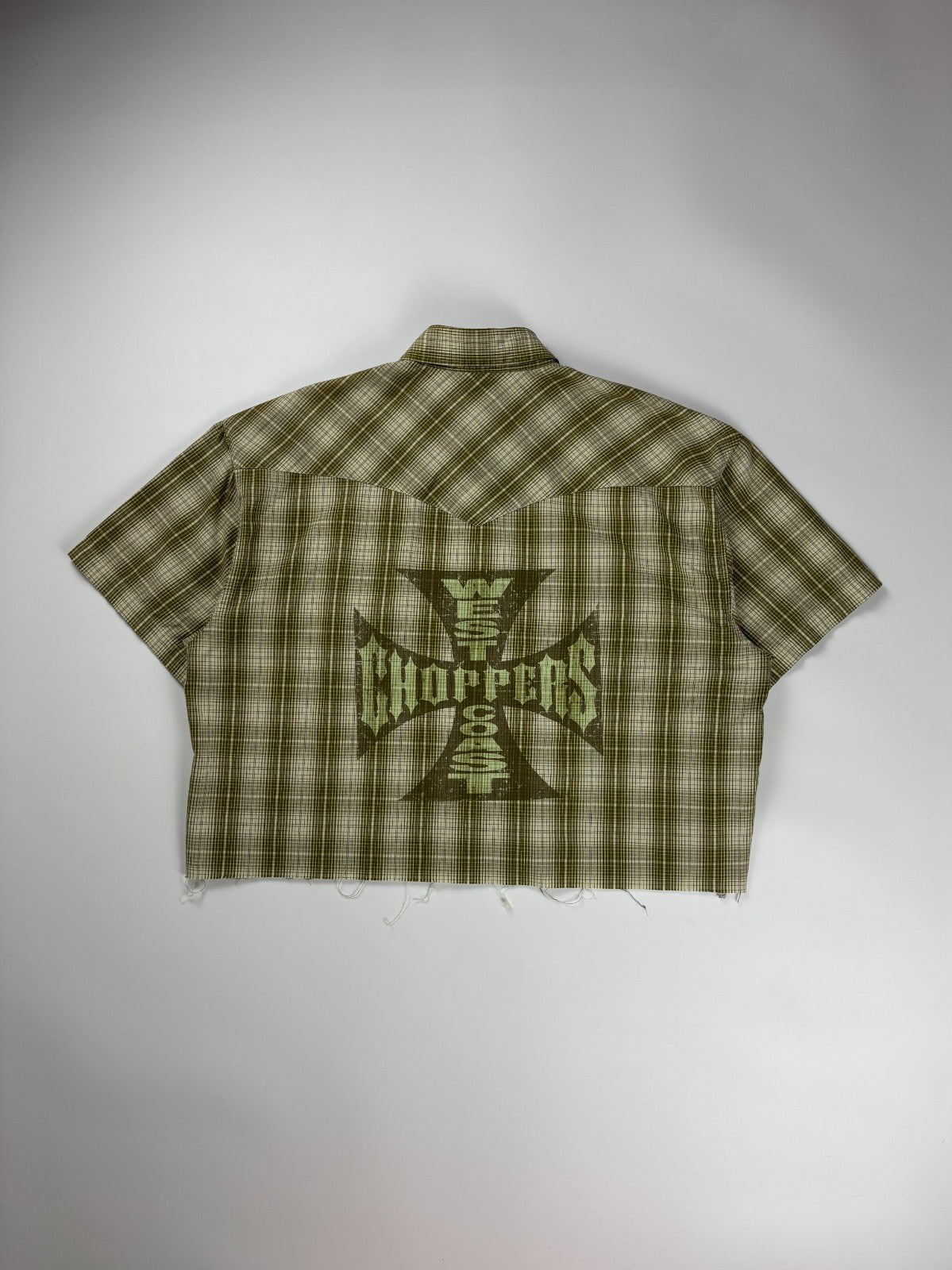 Vintage West Coast Choppers Plaid Cropped Button Up Shirt