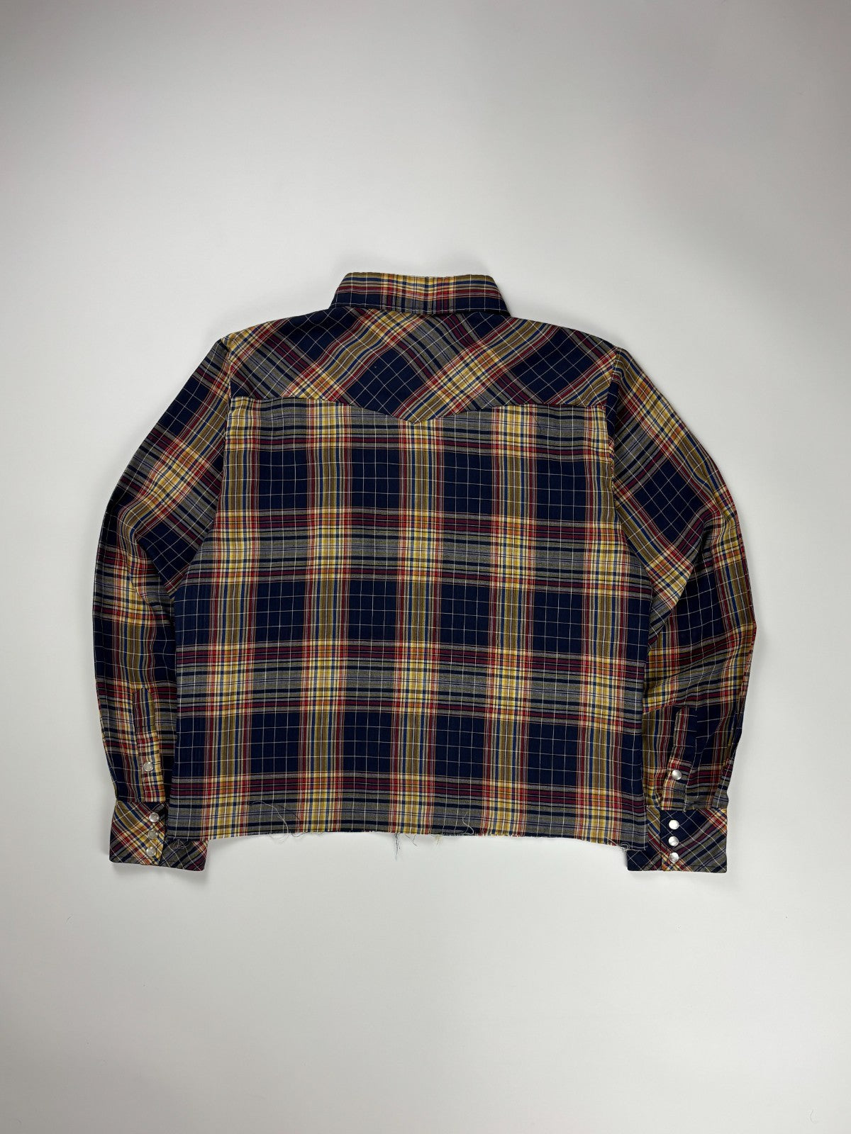 Vintage Western Plaid Cropped Button Up Shirt