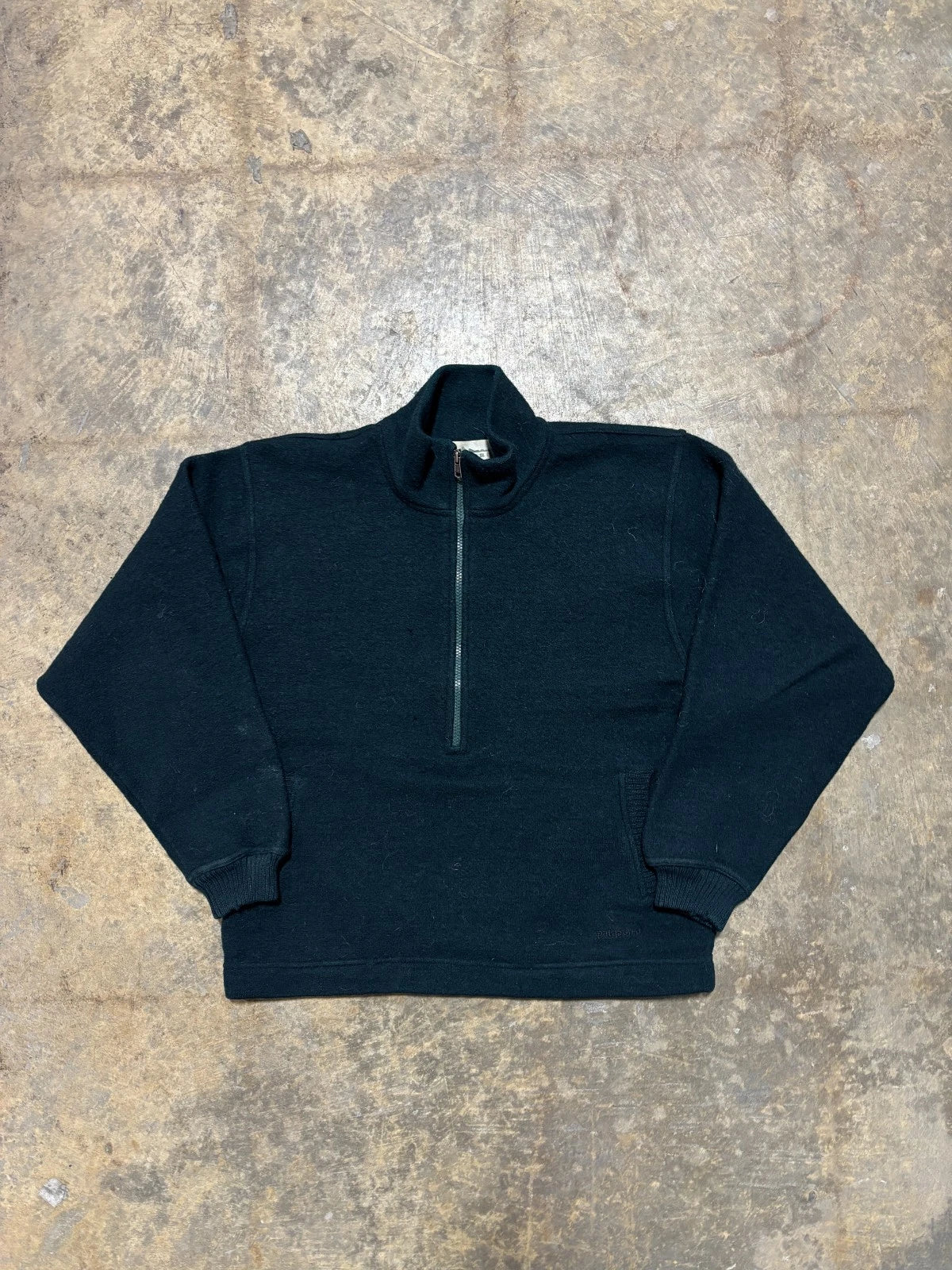 Vintage Patagonia Wool Sweater - Half Zip Up Pullover - Size Large Forest Green