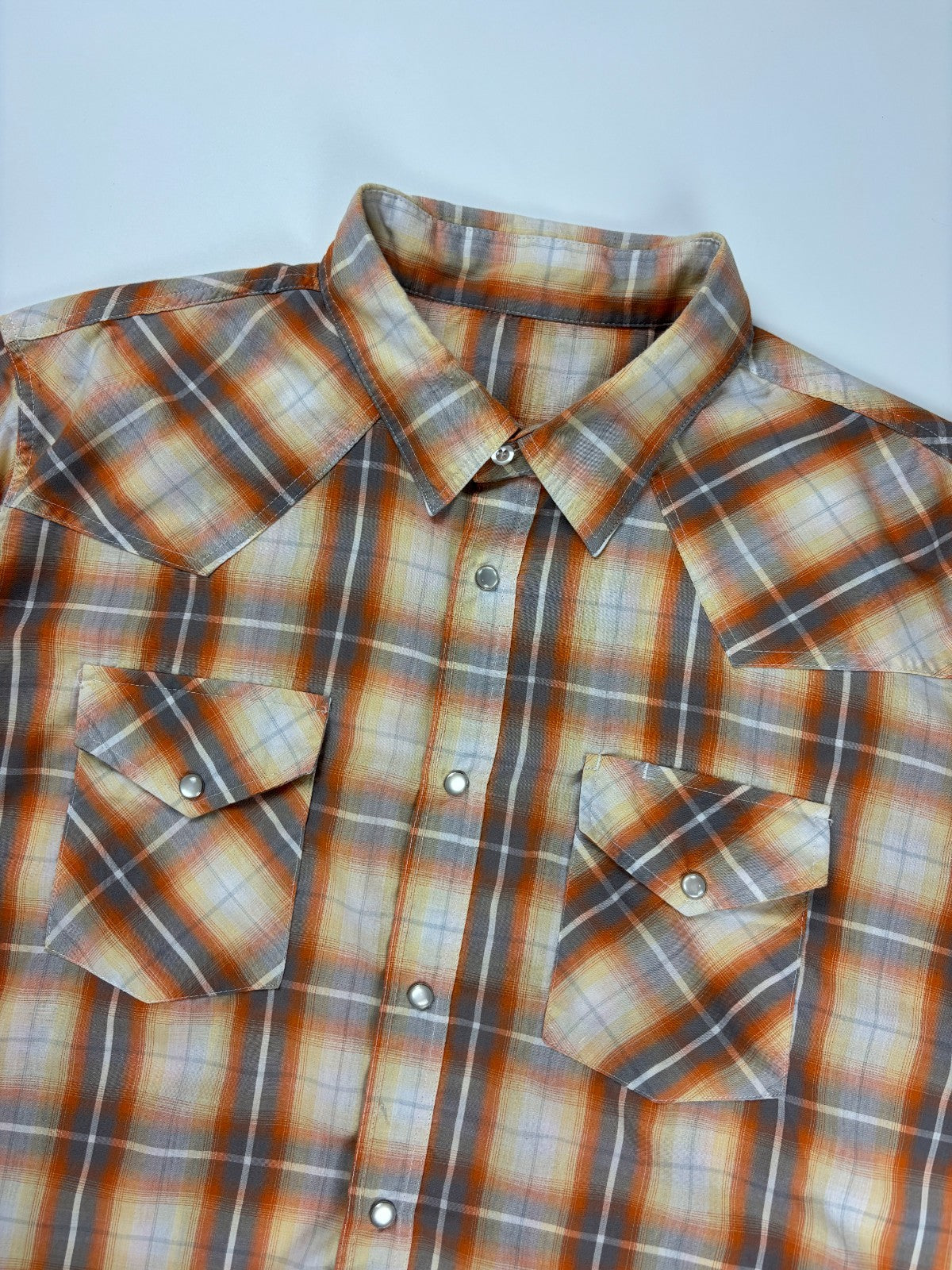 Vintage Western Plaid Cropped Button Up Shirt