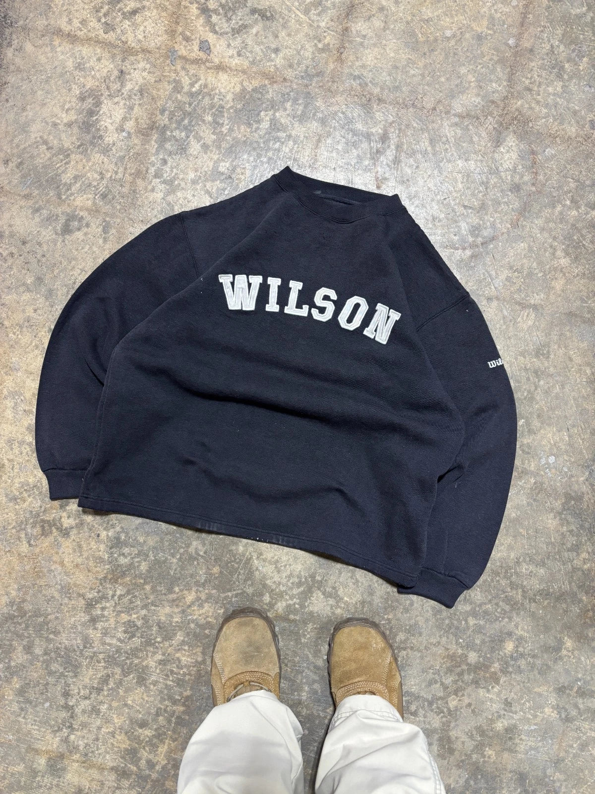 Vintage Wilson Spellout Graphic Sweatshirt - Size Large - Black