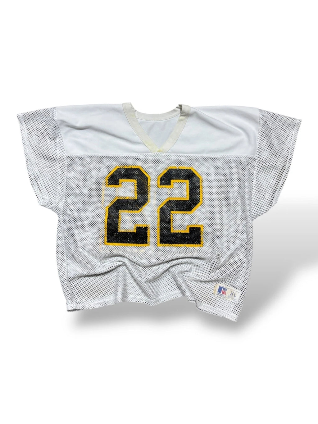 Vintage Cropped Football Jersey - Russell XL - White Mesh