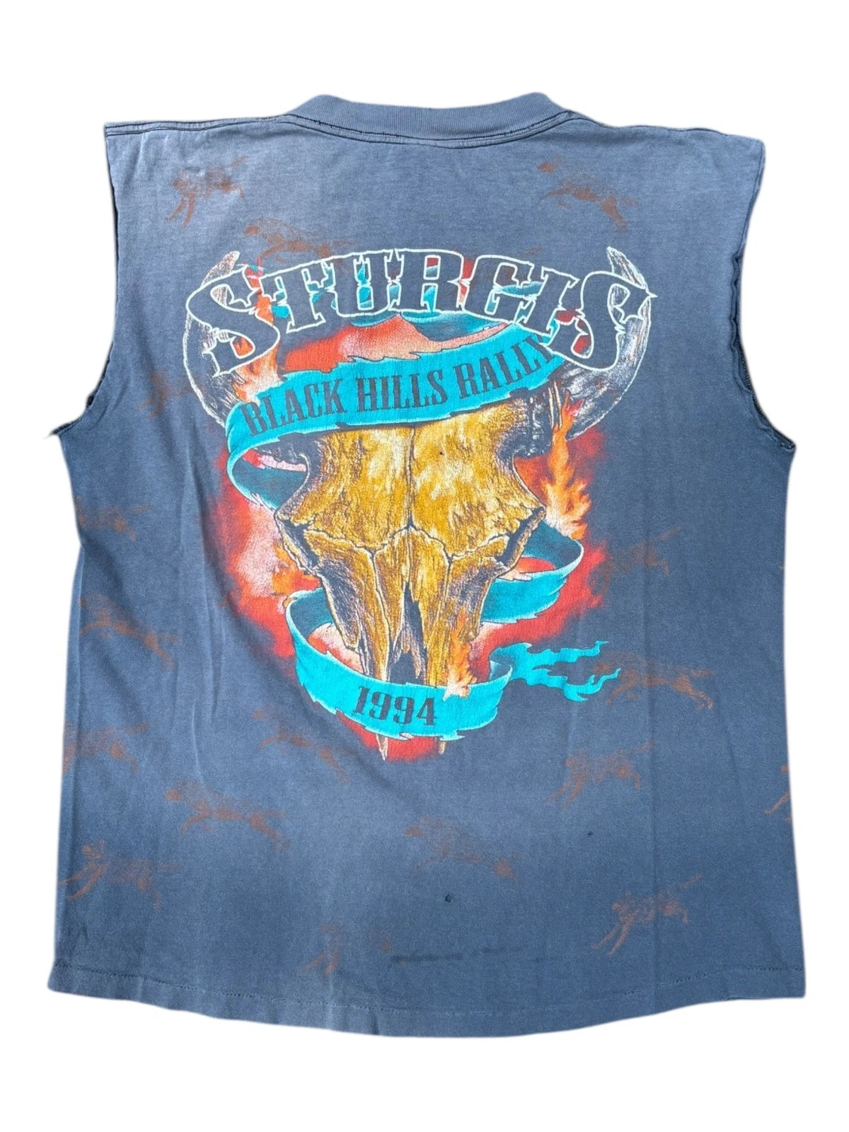 Vintage 1990s 3D Emblem Wolf Chopped T Shirt - Sturgis Tee - Large - Black