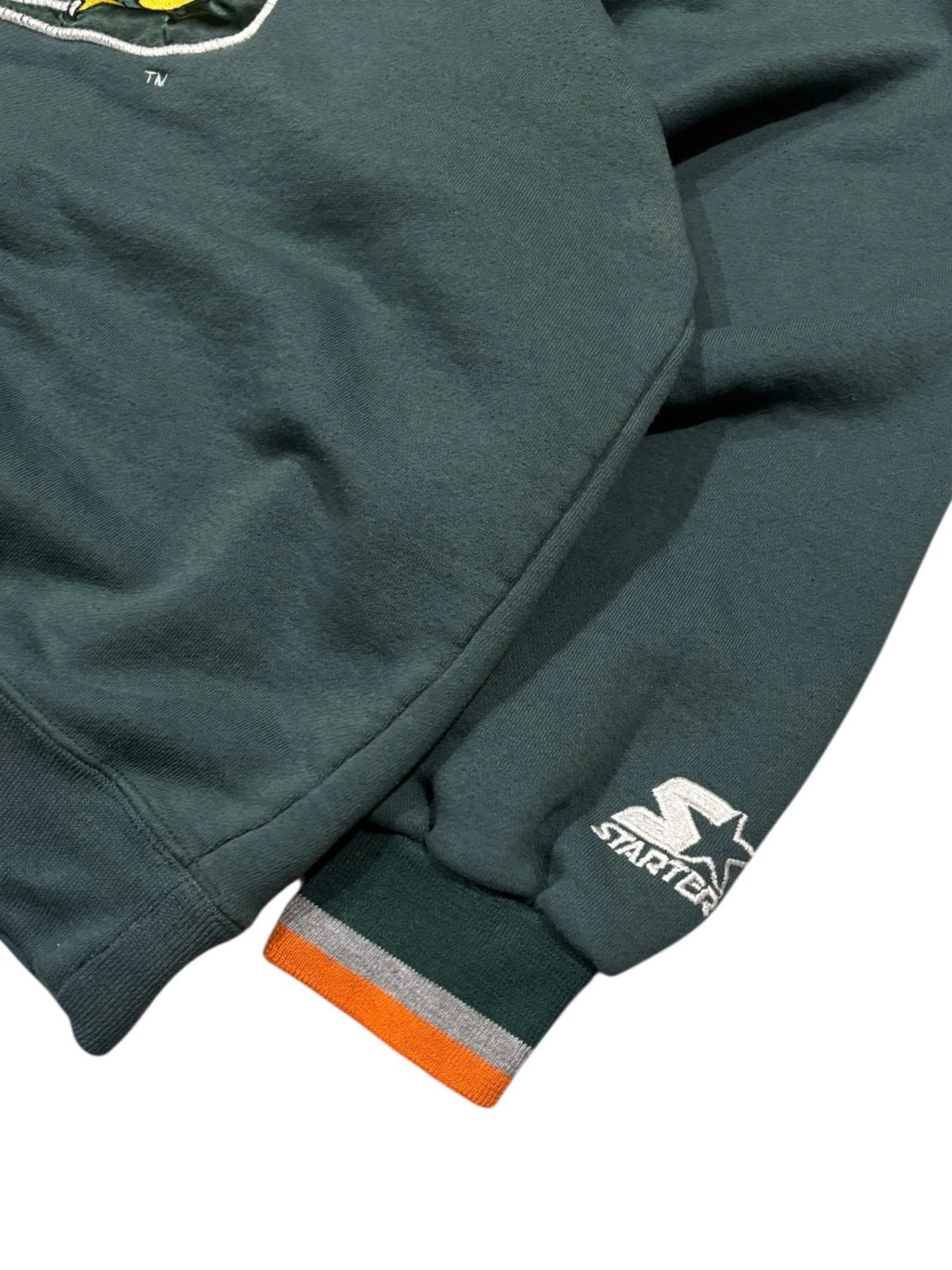 Vintage 1990s Starter Miami Hurricanes Sweatshirt - Large - Green - NCAA