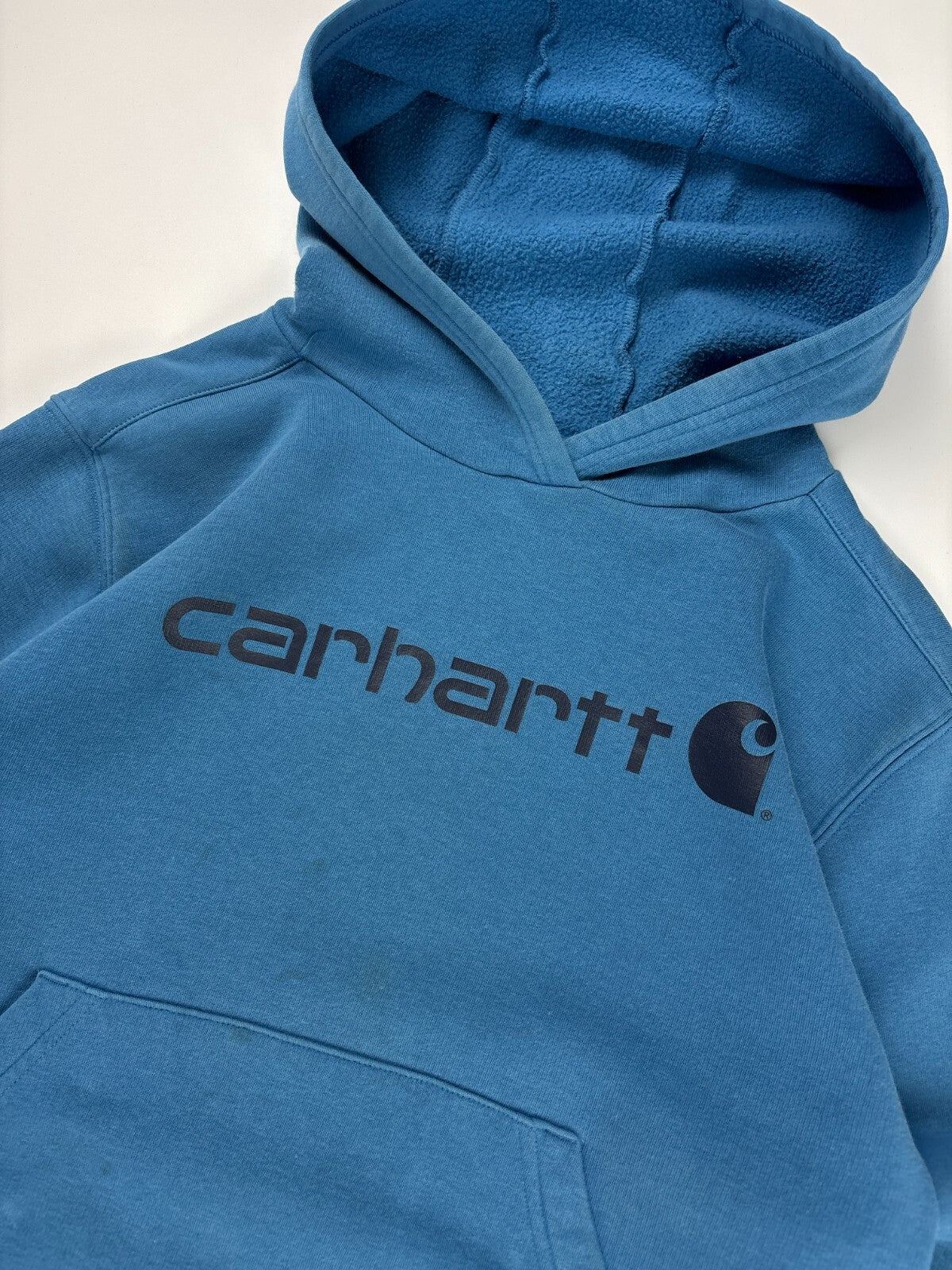 Vintage Carhartt Hoodie / Workwear Sweater Spellout Graphic Pullover Small Blue