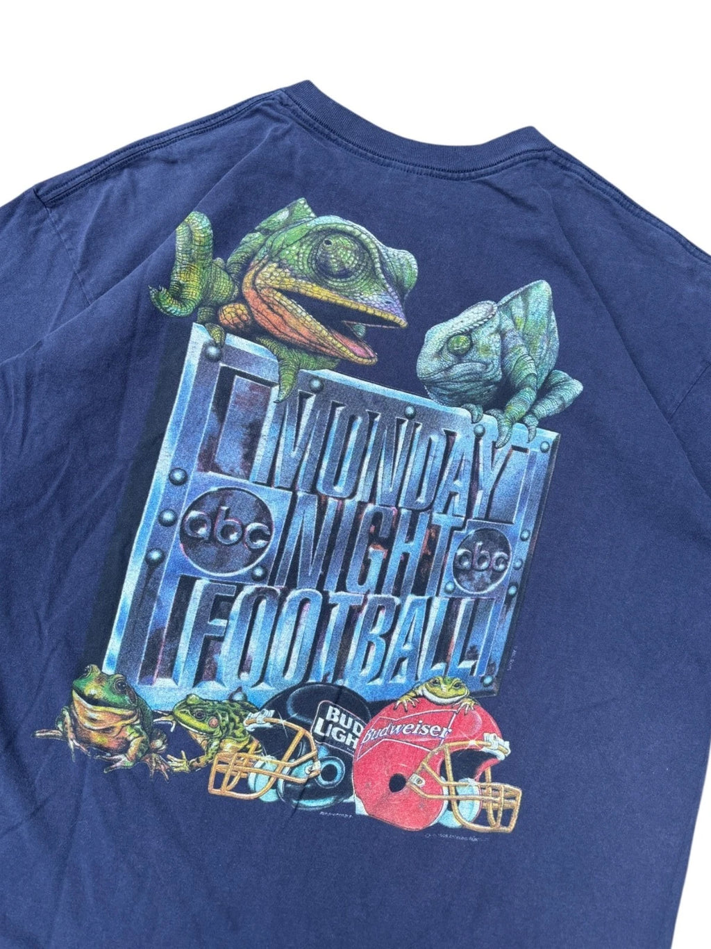 Vintage 1990s Budweiser Chameleon T Shirt - XXL - Blue - Football Tee