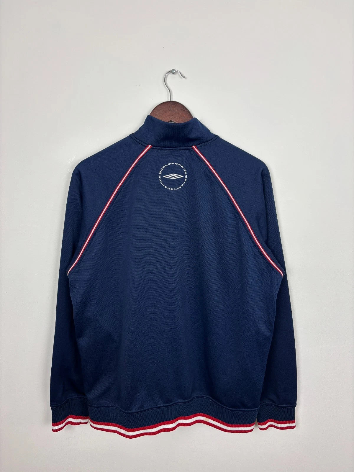 Vintage Blue Umbro England Jacket - Football Zip Up Athletic Wear - Size Large