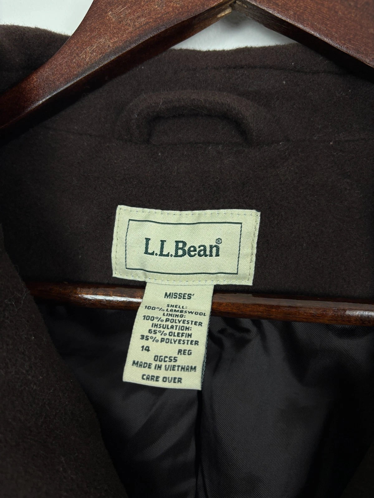 Vintage L.L.Bean Brown Wool Overcoat - Large - Womens Minimalist Warm Jacket