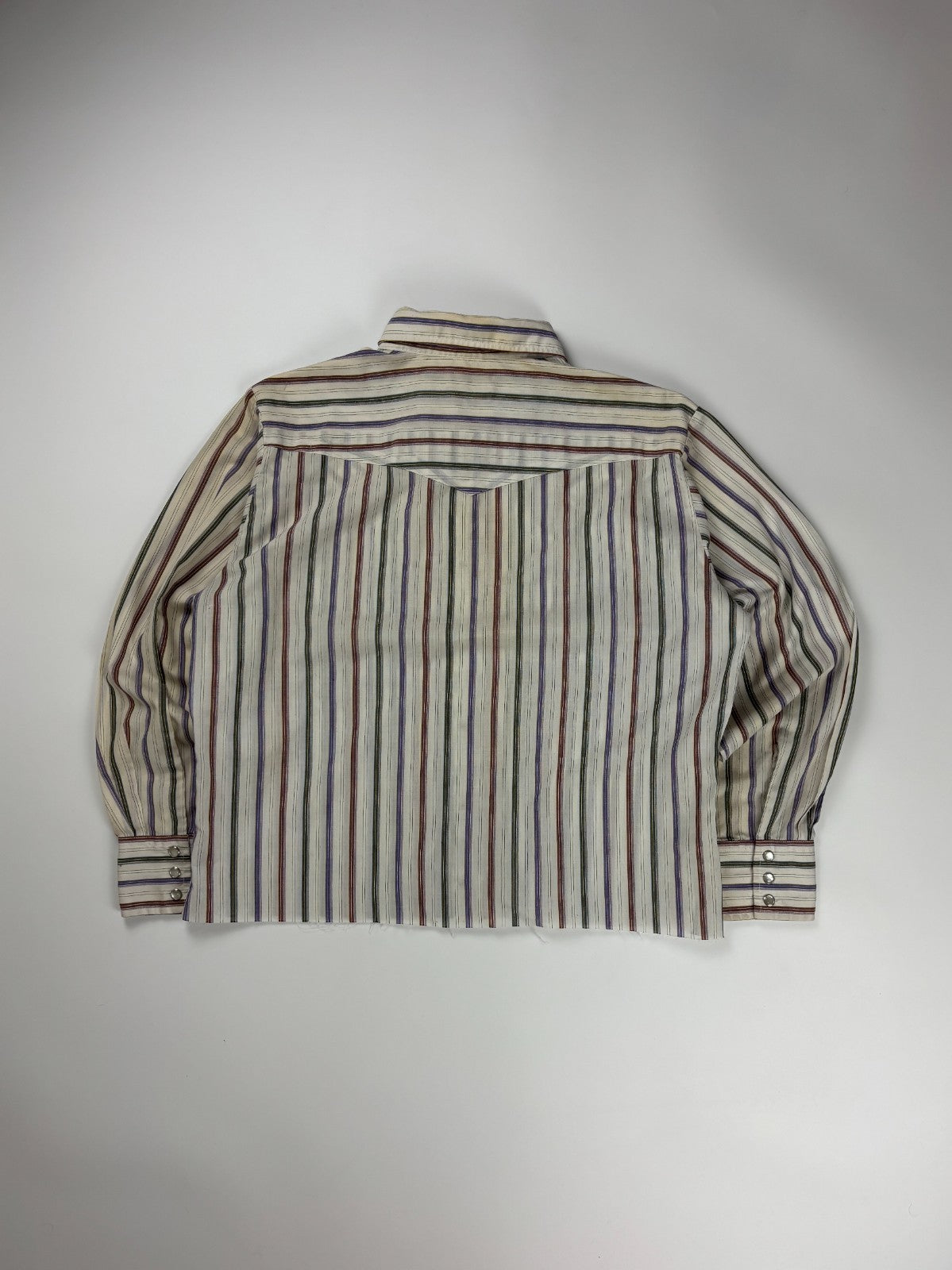 Vintage Western Striped Cropped Button Up Shirt