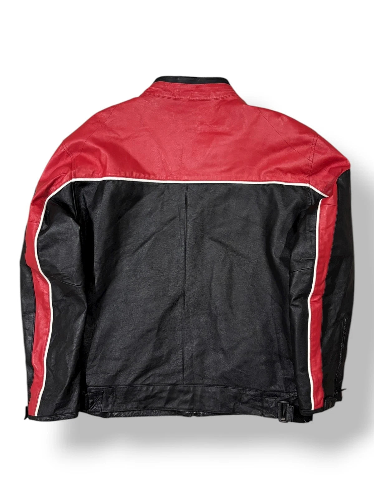 Vintage Moto Leather Jacket - Large - Red & Black Burk's Bay Coat