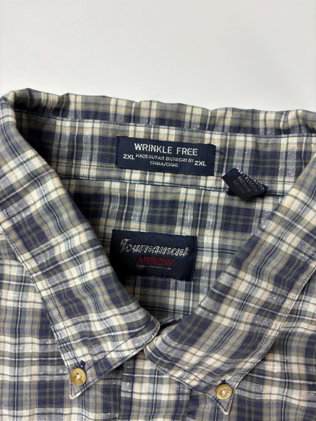 Vintage Arrow USA Plaid Cropped Button Up Shirt