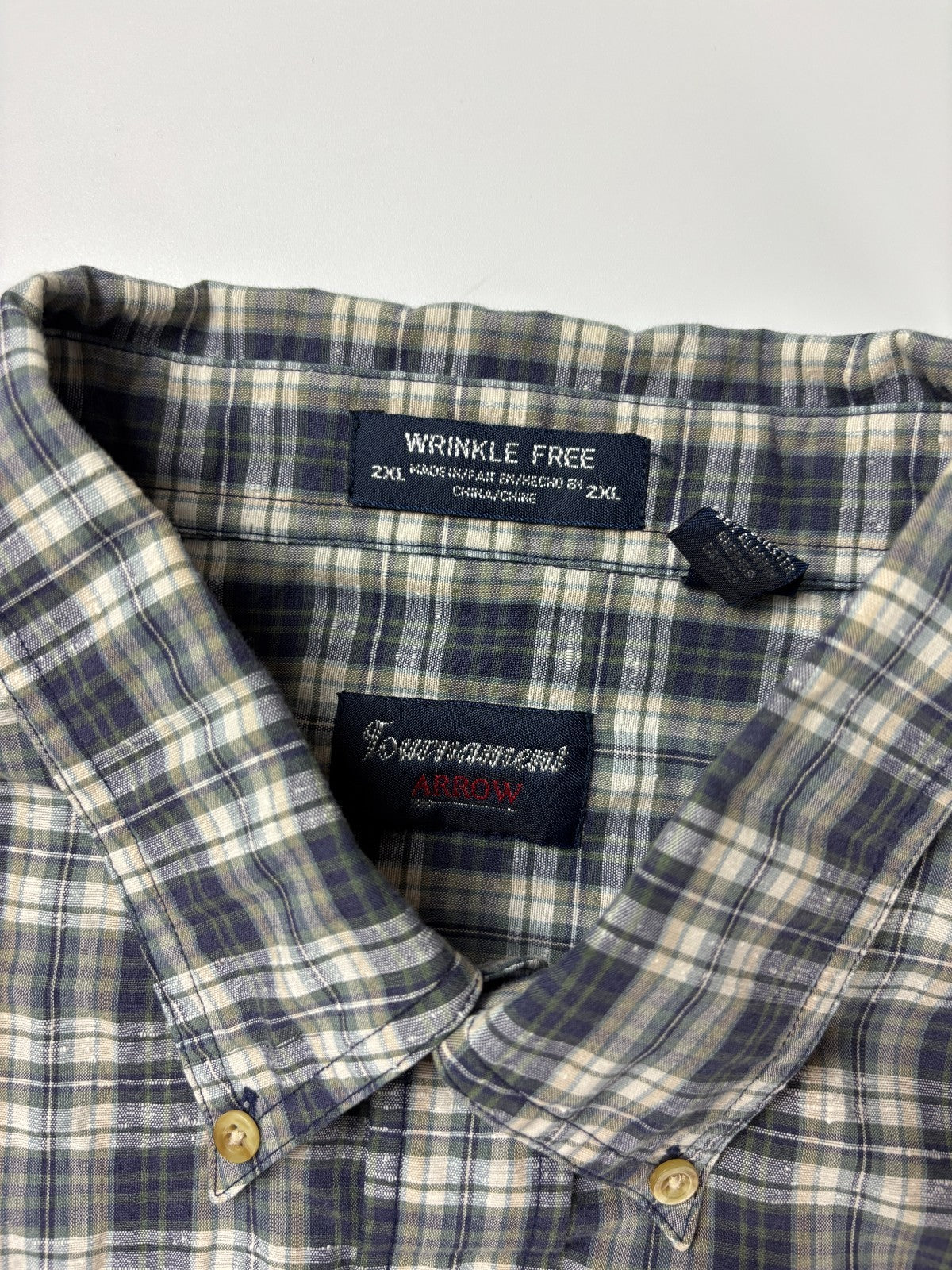 Vintage Arrow USA Plaid Cropped Button Up Shirt